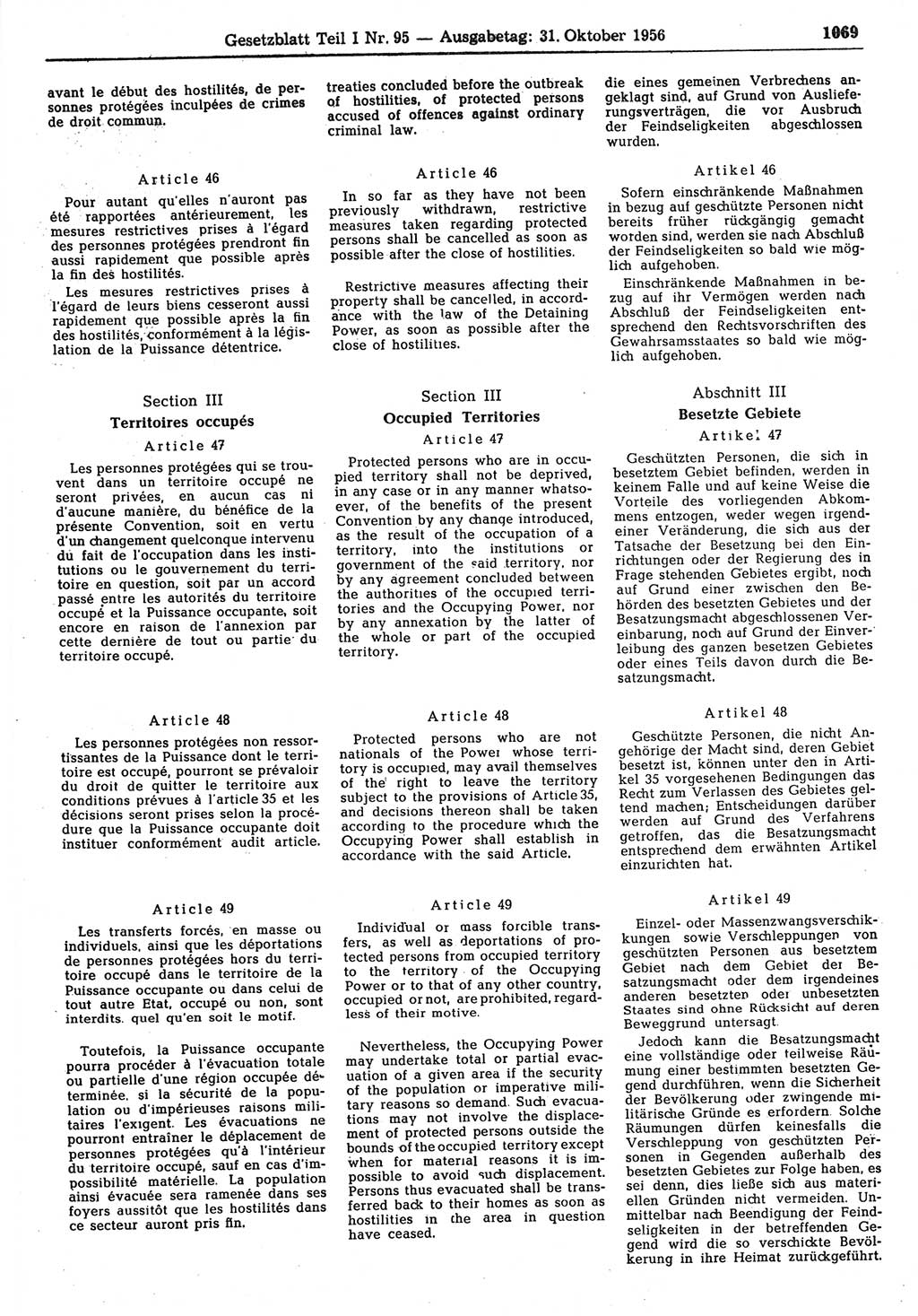 Gesetzblatt (GBl.) der Deutschen Demokratischen Republik (DDR) Teil Ⅰ 1956, Seite 1069 (GBl. DDR Ⅰ 1956, S. 1069)