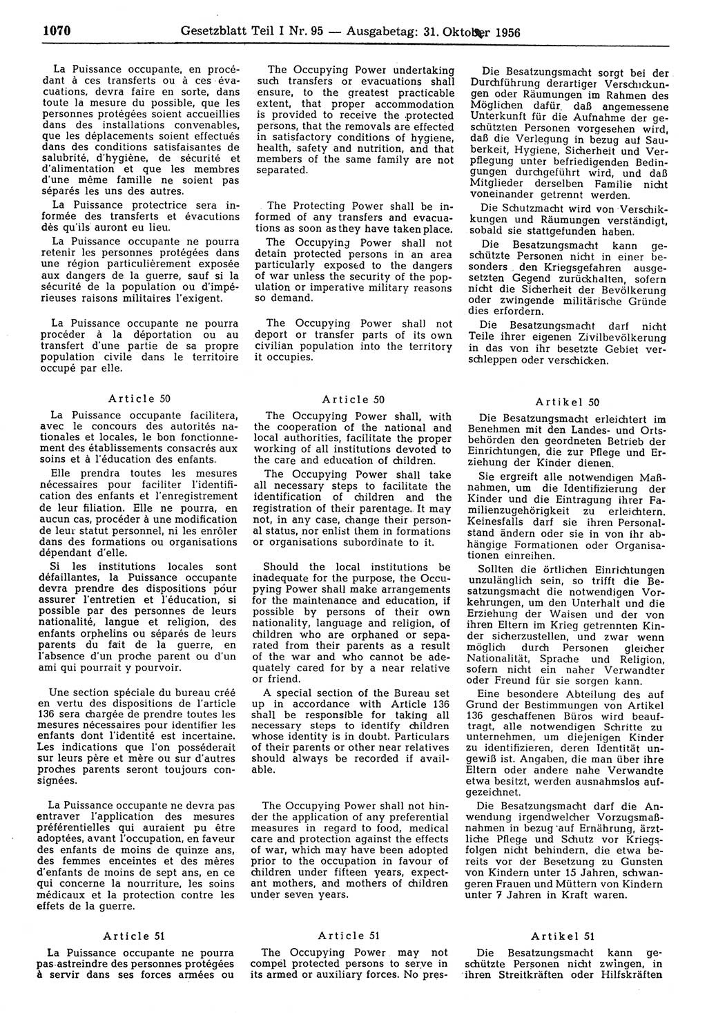 Gesetzblatt (GBl.) der Deutschen Demokratischen Republik (DDR) Teil Ⅰ 1956, Seite 1070 (GBl. DDR Ⅰ 1956, S. 1070)