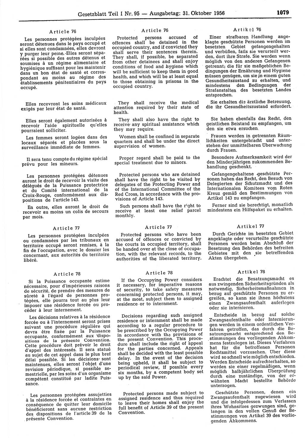 Gesetzblatt (GBl.) der Deutschen Demokratischen Republik (DDR) Teil Ⅰ 1956, Seite 1079 (GBl. DDR Ⅰ 1956, S. 1079)