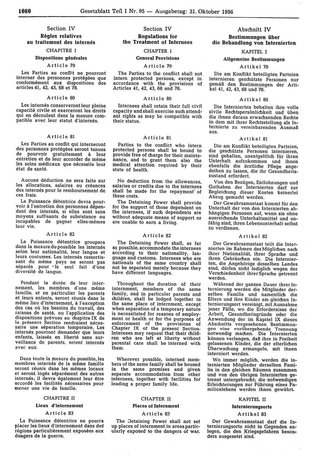 Gesetzblatt (GBl.) der Deutschen Demokratischen Republik (DDR) Teil Ⅰ 1956, Seite 1080 (GBl. DDR Ⅰ 1956, S. 1080)