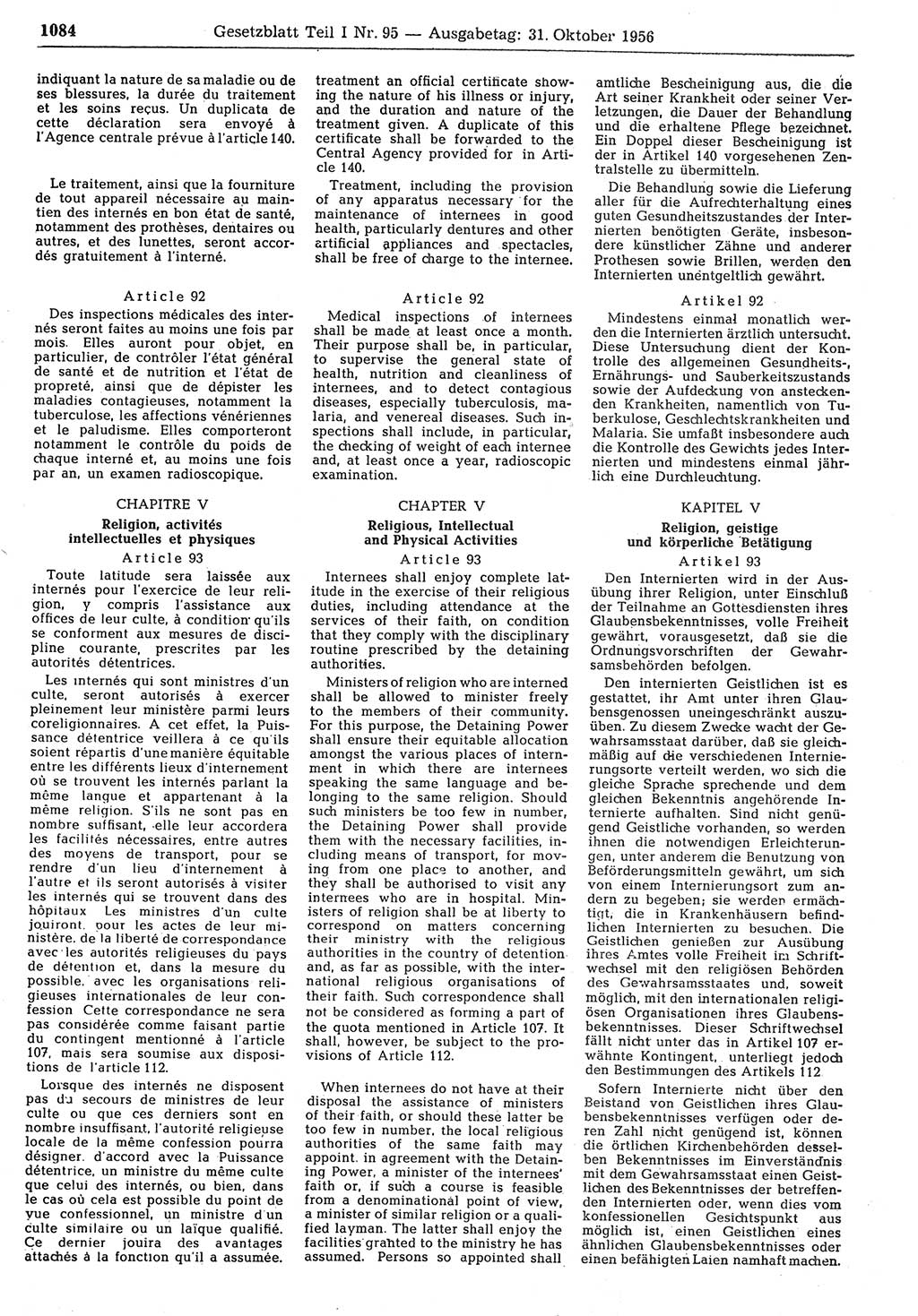 Gesetzblatt (GBl.) der Deutschen Demokratischen Republik (DDR) Teil Ⅰ 1956, Seite 1084 (GBl. DDR Ⅰ 1956, S. 1084)