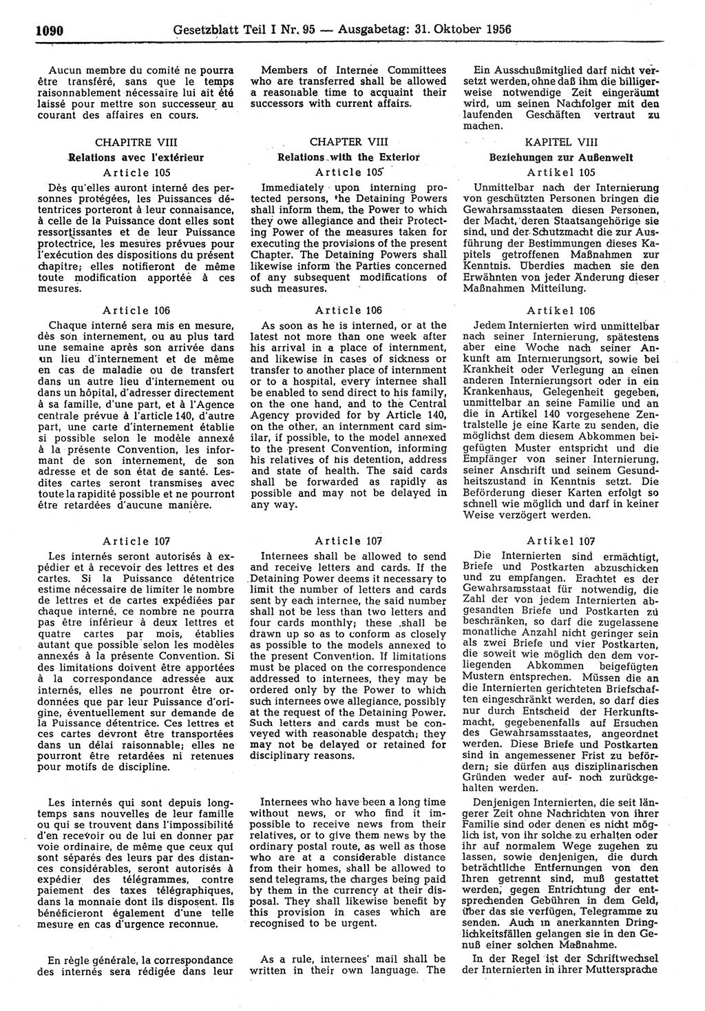 Gesetzblatt (GBl.) der Deutschen Demokratischen Republik (DDR) Teil Ⅰ 1956, Seite 1090 (GBl. DDR Ⅰ 1956, S. 1090)