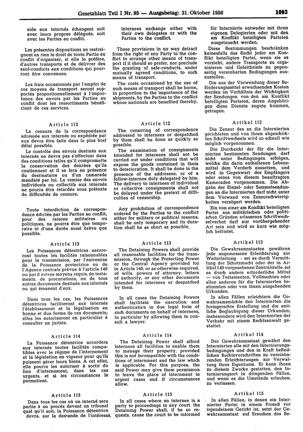 Gesetzblatt (GBl.) der Deutschen Demokratischen Republik (DDR) Teil Ⅰ 1956, Seite 1093 (GBl. DDR Ⅰ 1956, S. 1093)