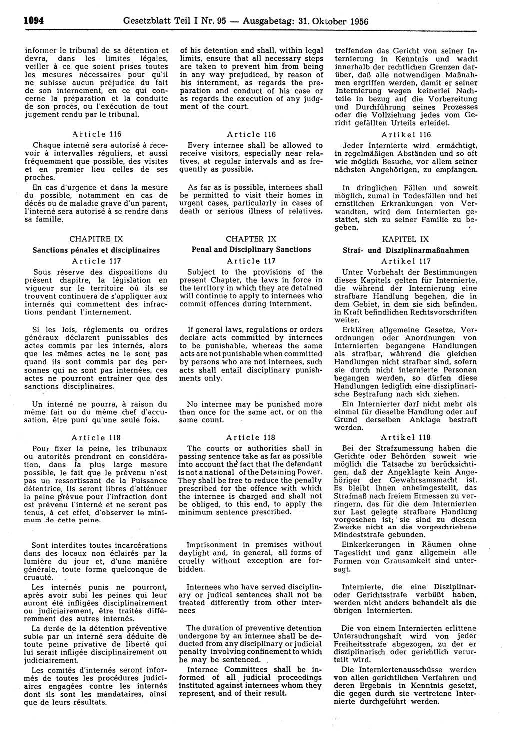 Gesetzblatt (GBl.) der Deutschen Demokratischen Republik (DDR) Teil Ⅰ 1956, Seite 1094 (GBl. DDR Ⅰ 1956, S. 1094)