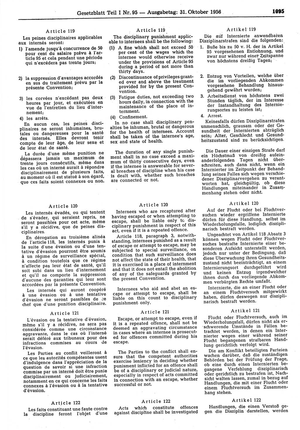 Gesetzblatt (GBl.) der Deutschen Demokratischen Republik (DDR) Teil Ⅰ 1956, Seite 1095 (GBl. DDR Ⅰ 1956, S. 1095)