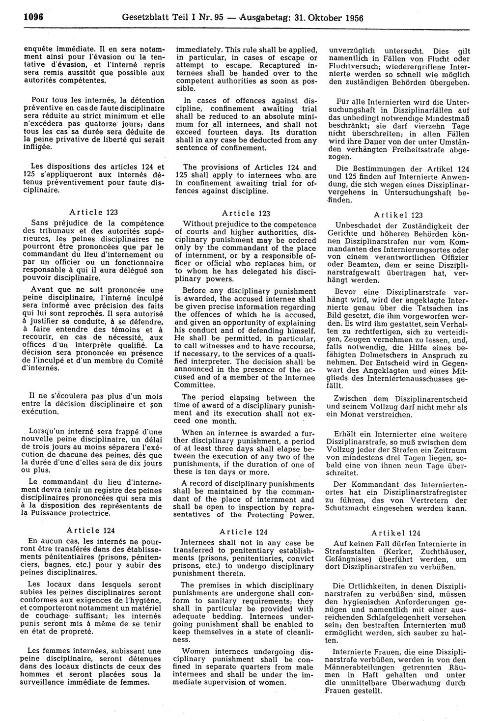 Gesetzblatt (GBl.) der Deutschen Demokratischen Republik (DDR) Teil Ⅰ 1956, Seite 1096 (GBl. DDR Ⅰ 1956, S. 1096)