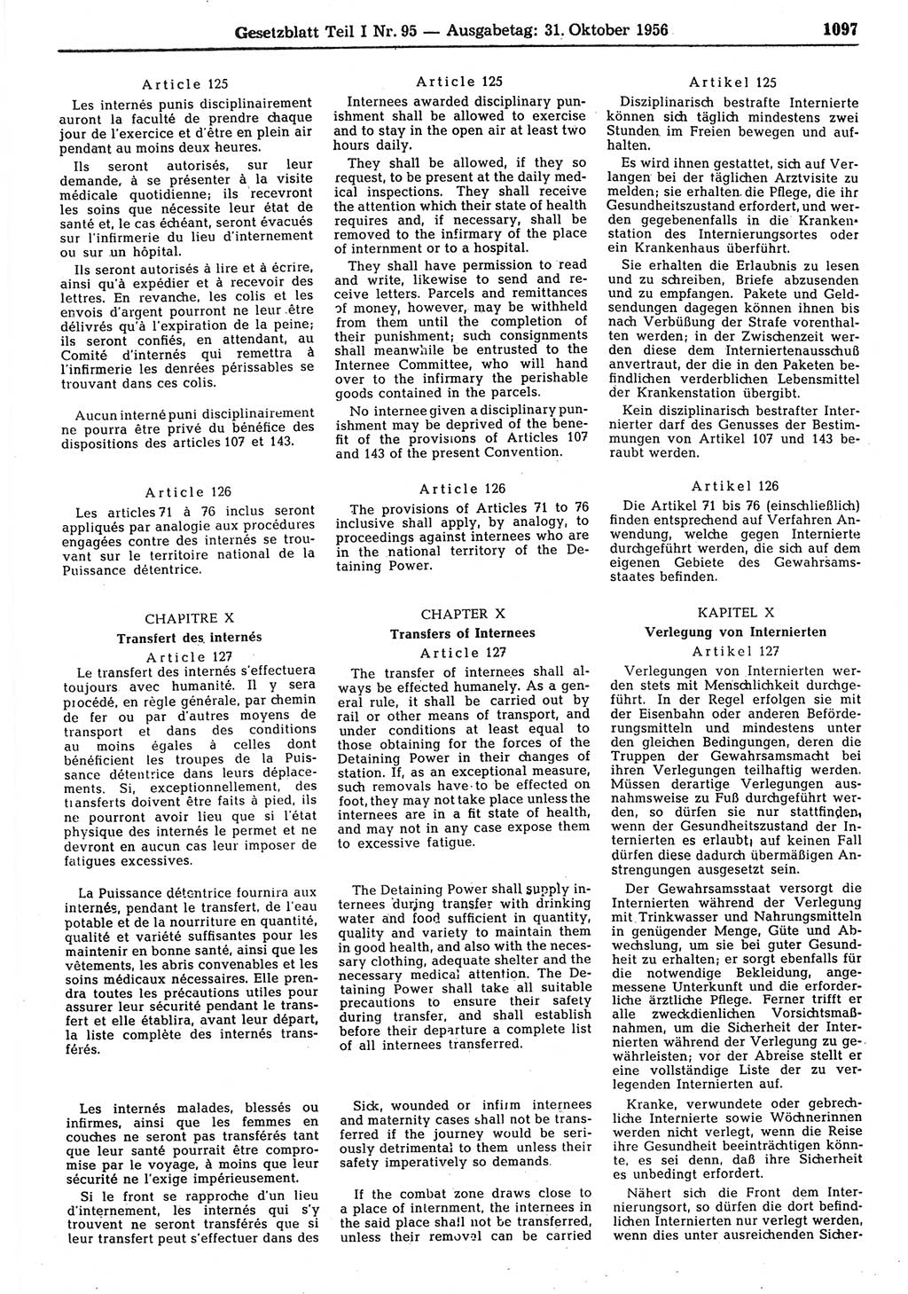 Gesetzblatt (GBl.) der Deutschen Demokratischen Republik (DDR) Teil Ⅰ 1956, Seite 1097 (GBl. DDR Ⅰ 1956, S. 1097)