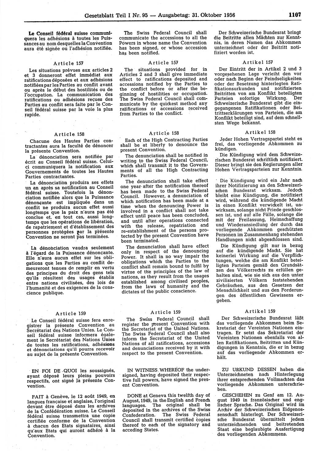 Gesetzblatt (GBl.) der Deutschen Demokratischen Republik (DDR) Teil Ⅰ 1956, Seite 1107 (GBl. DDR Ⅰ 1956, S. 1107)