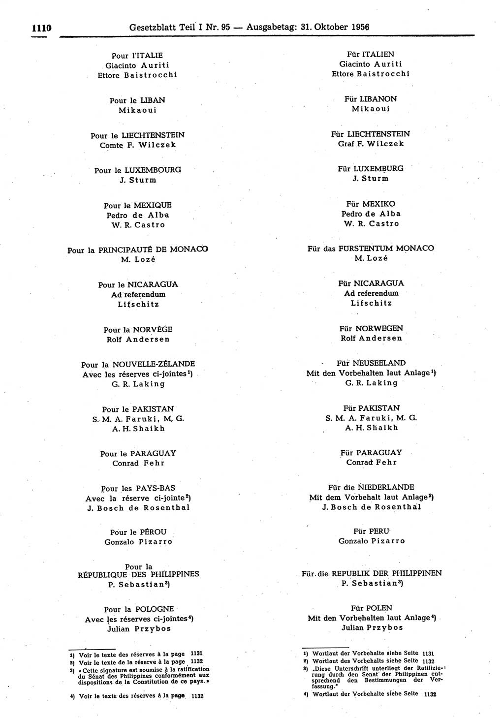 Gesetzblatt (GBl.) der Deutschen Demokratischen Republik (DDR) Teil Ⅰ 1956, Seite 1110 (GBl. DDR Ⅰ 1956, S. 1110)