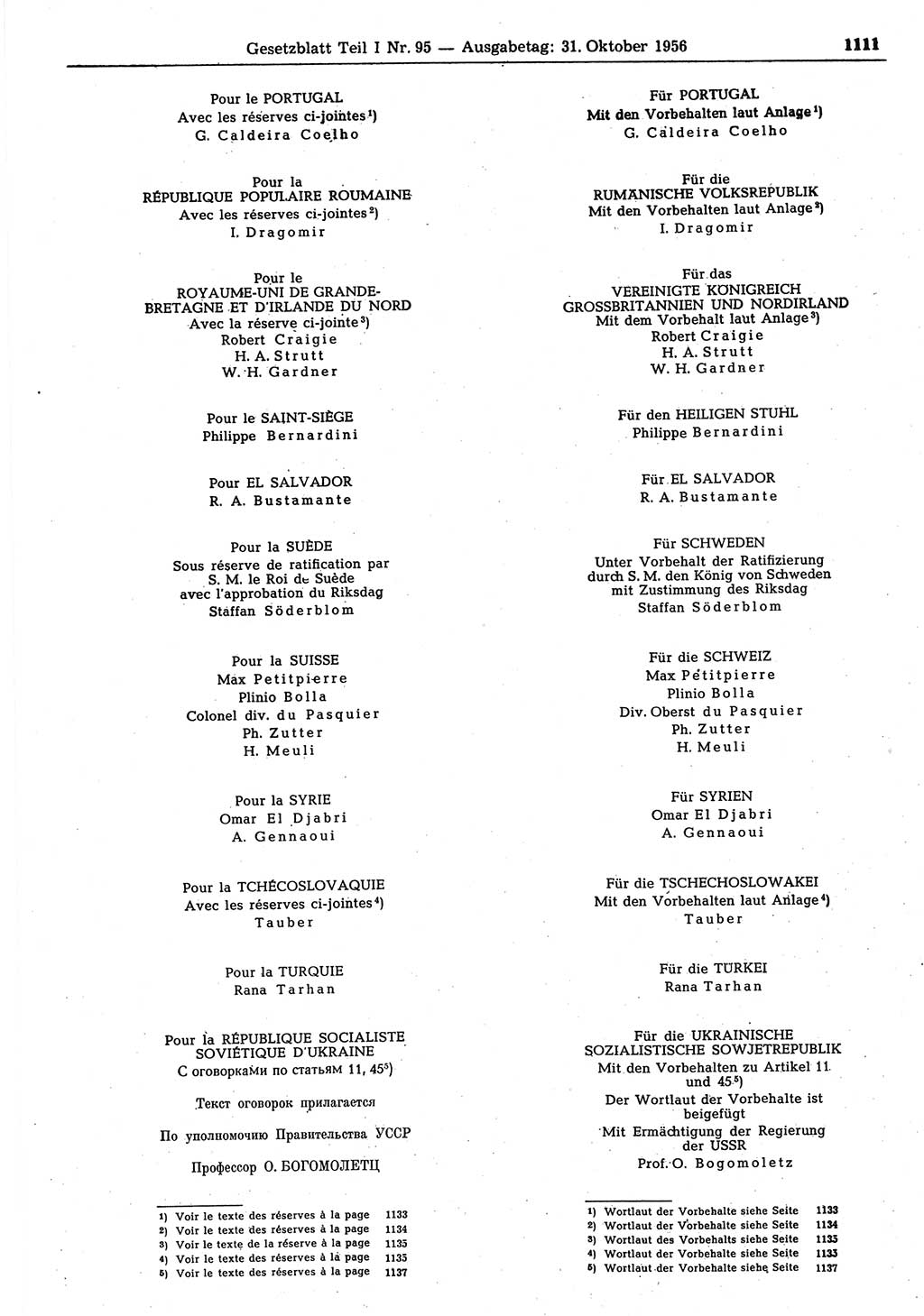 Gesetzblatt (GBl.) der Deutschen Demokratischen Republik (DDR) Teil Ⅰ 1956, Seite 1111 (GBl. DDR Ⅰ 1956, S. 1111)