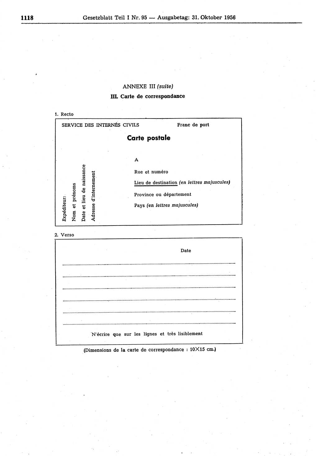 Gesetzblatt (GBl.) der Deutschen Demokratischen Republik (DDR) Teil Ⅰ 1956, Seite 1118 (GBl. DDR Ⅰ 1956, S. 1118)