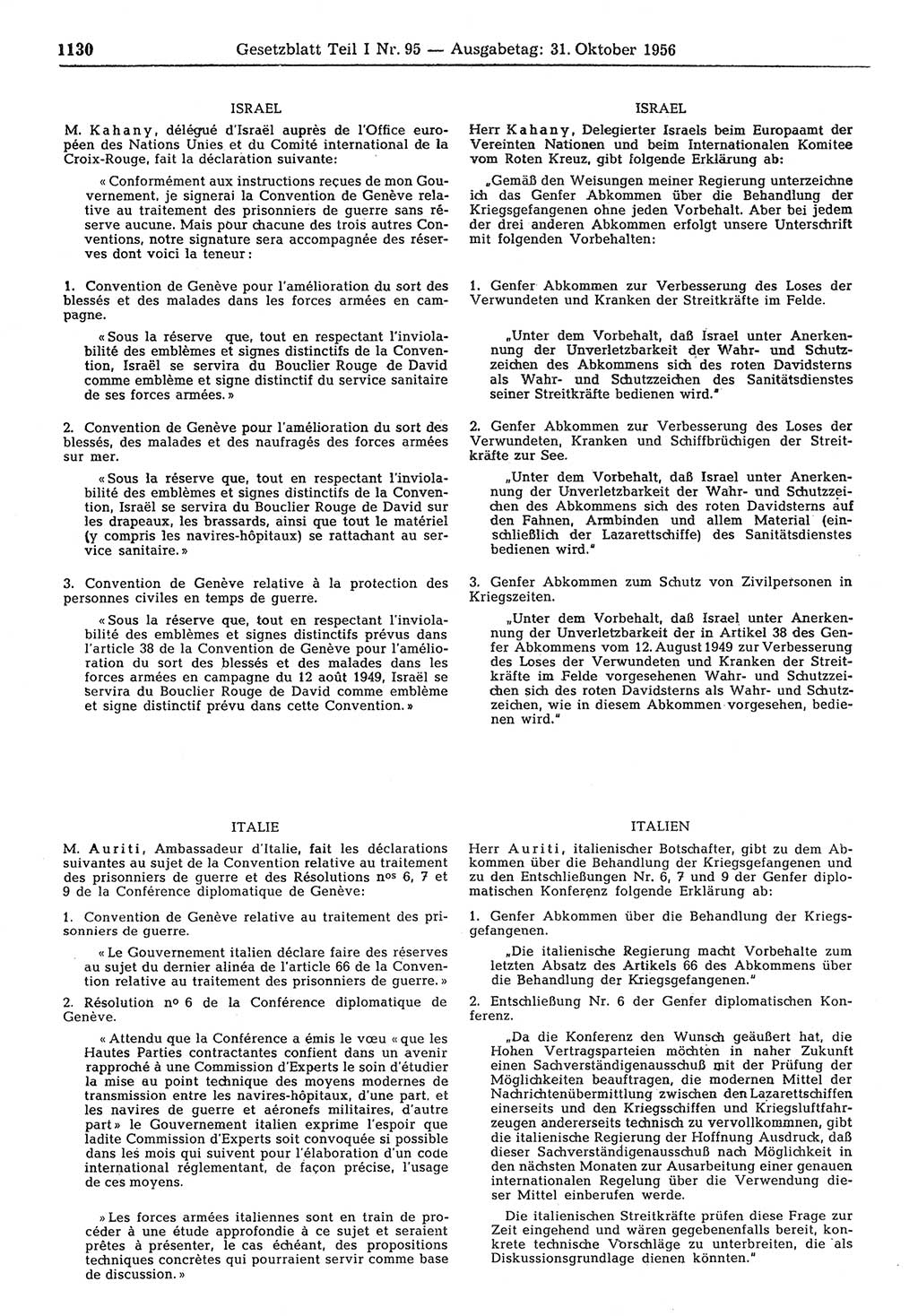 Gesetzblatt (GBl.) der Deutschen Demokratischen Republik (DDR) Teil Ⅰ 1956, Seite 1130 (GBl. DDR Ⅰ 1956, S. 1130)