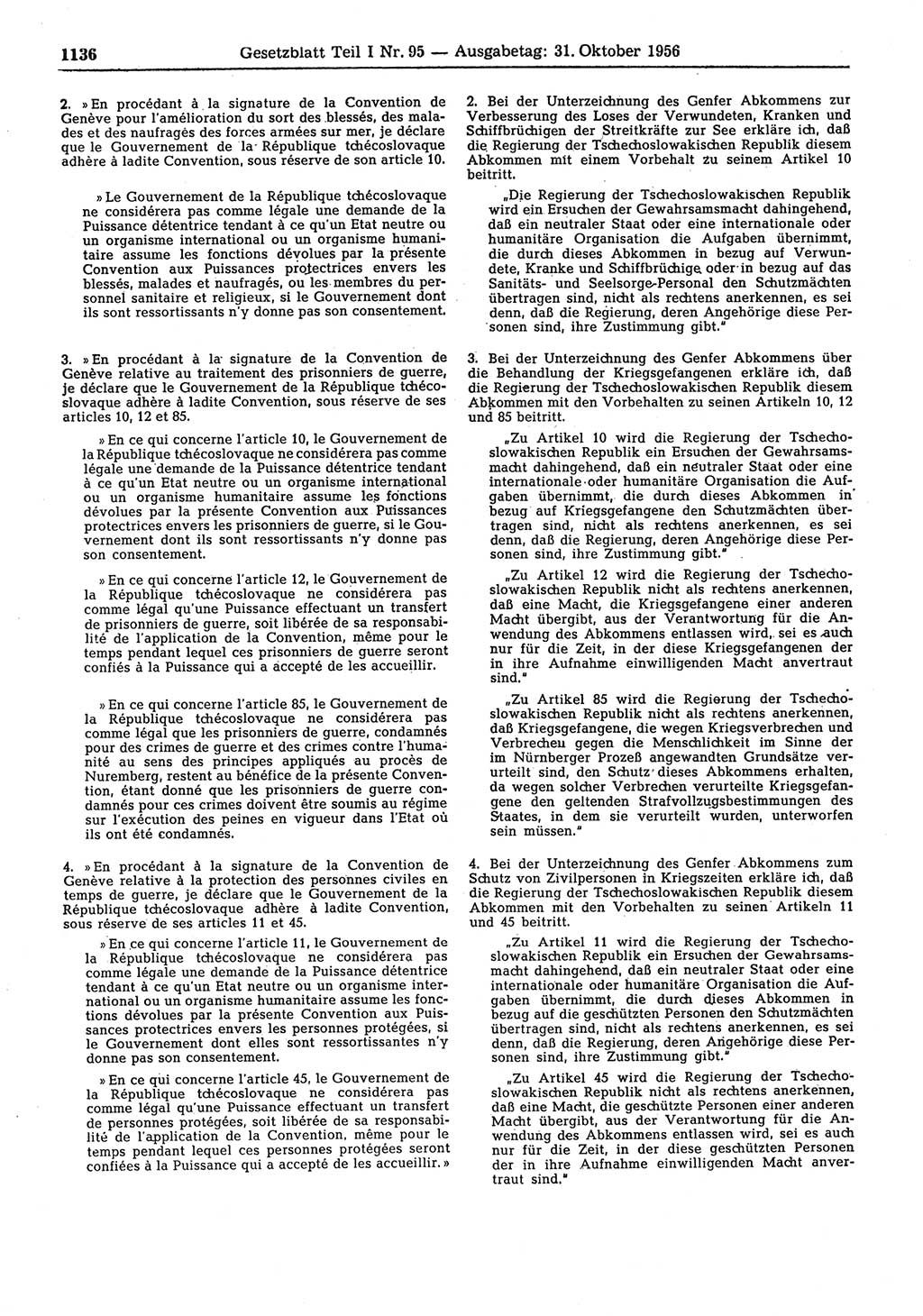 Gesetzblatt (GBl.) der Deutschen Demokratischen Republik (DDR) Teil Ⅰ 1956, Seite 1136 (GBl. DDR Ⅰ 1956, S. 1136)