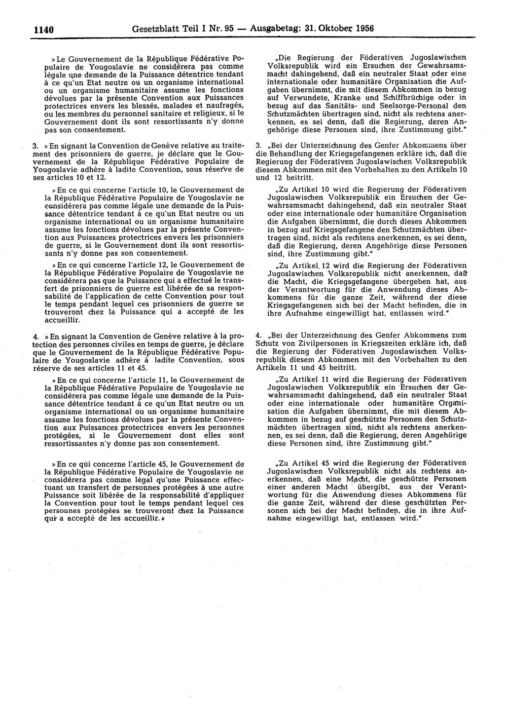 Gesetzblatt (GBl.) der Deutschen Demokratischen Republik (DDR) Teil Ⅰ 1956, Seite 1140 (GBl. DDR Ⅰ 1956, S. 1140)
