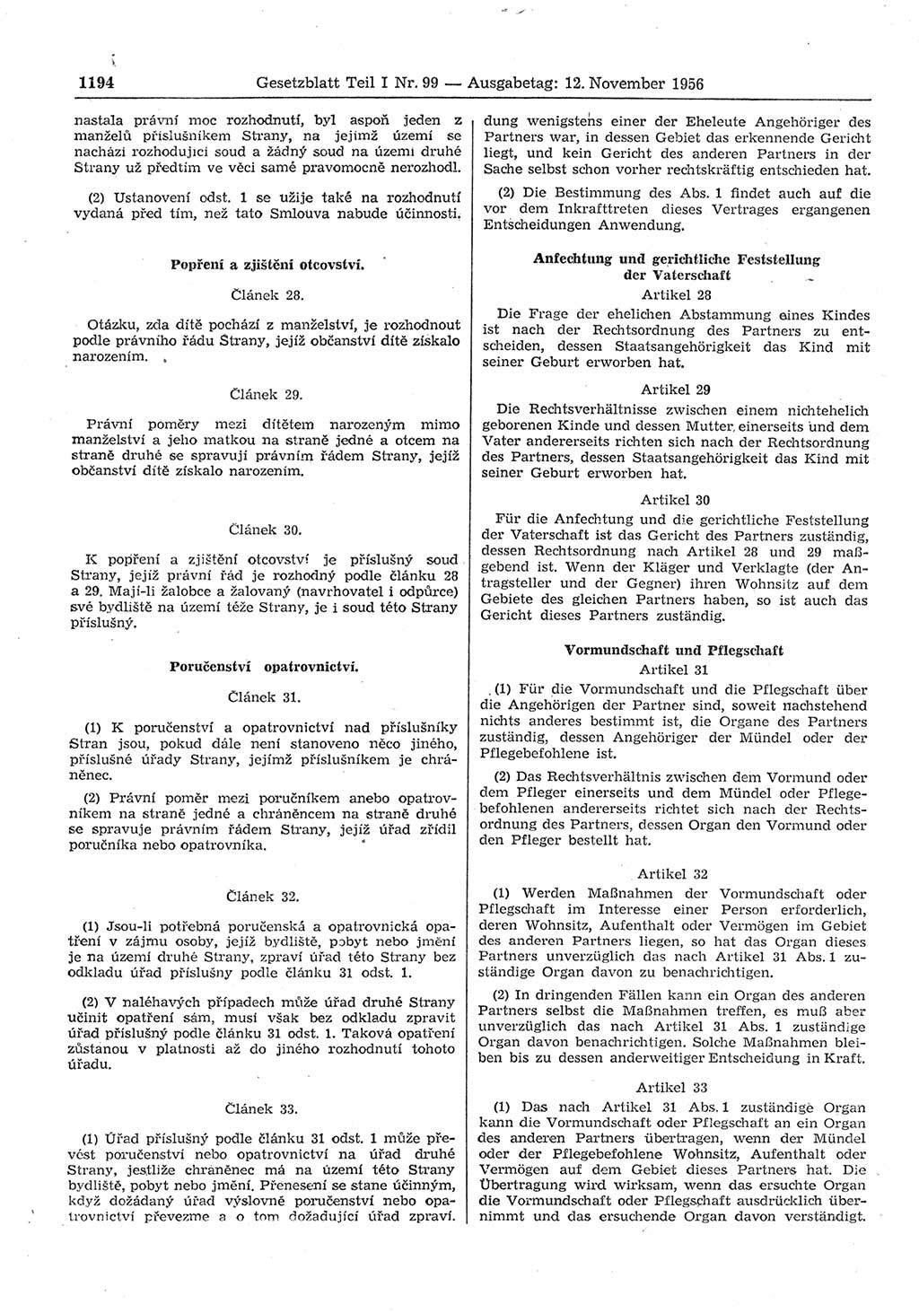 Gesetzblatt (GBl.) der Deutschen Demokratischen Republik (DDR) Teil Ⅰ 1956, Seite 1194 (GBl. DDR Ⅰ 1956, S. 1194)