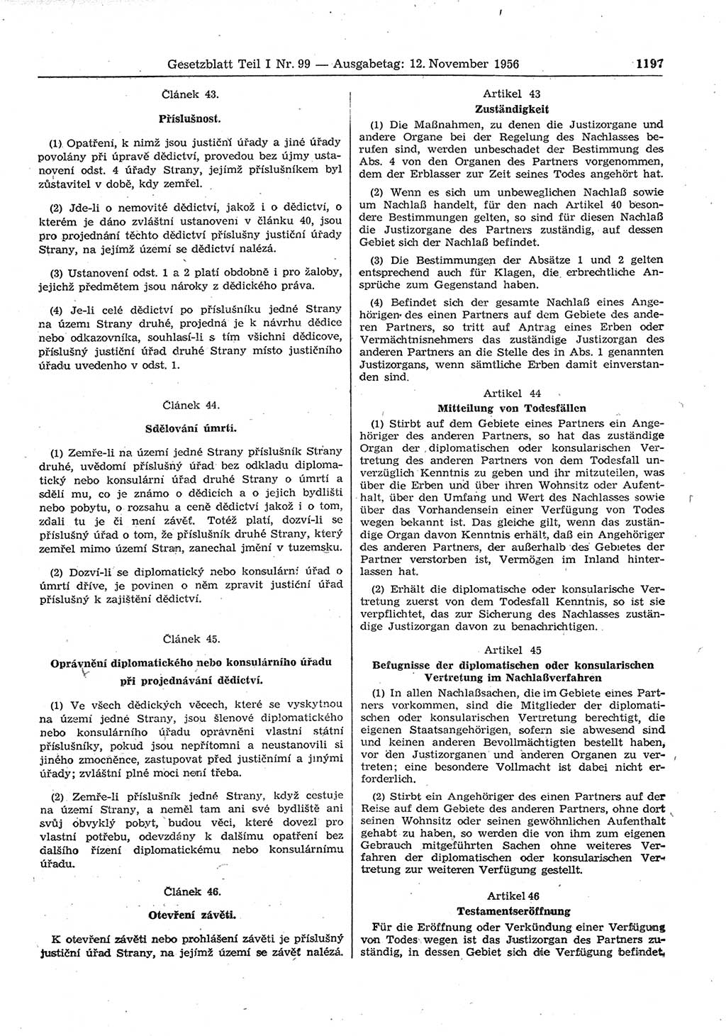 Gesetzblatt (GBl.) der Deutschen Demokratischen Republik (DDR) Teil Ⅰ 1956, Seite 1197 (GBl. DDR Ⅰ 1956, S. 1197)