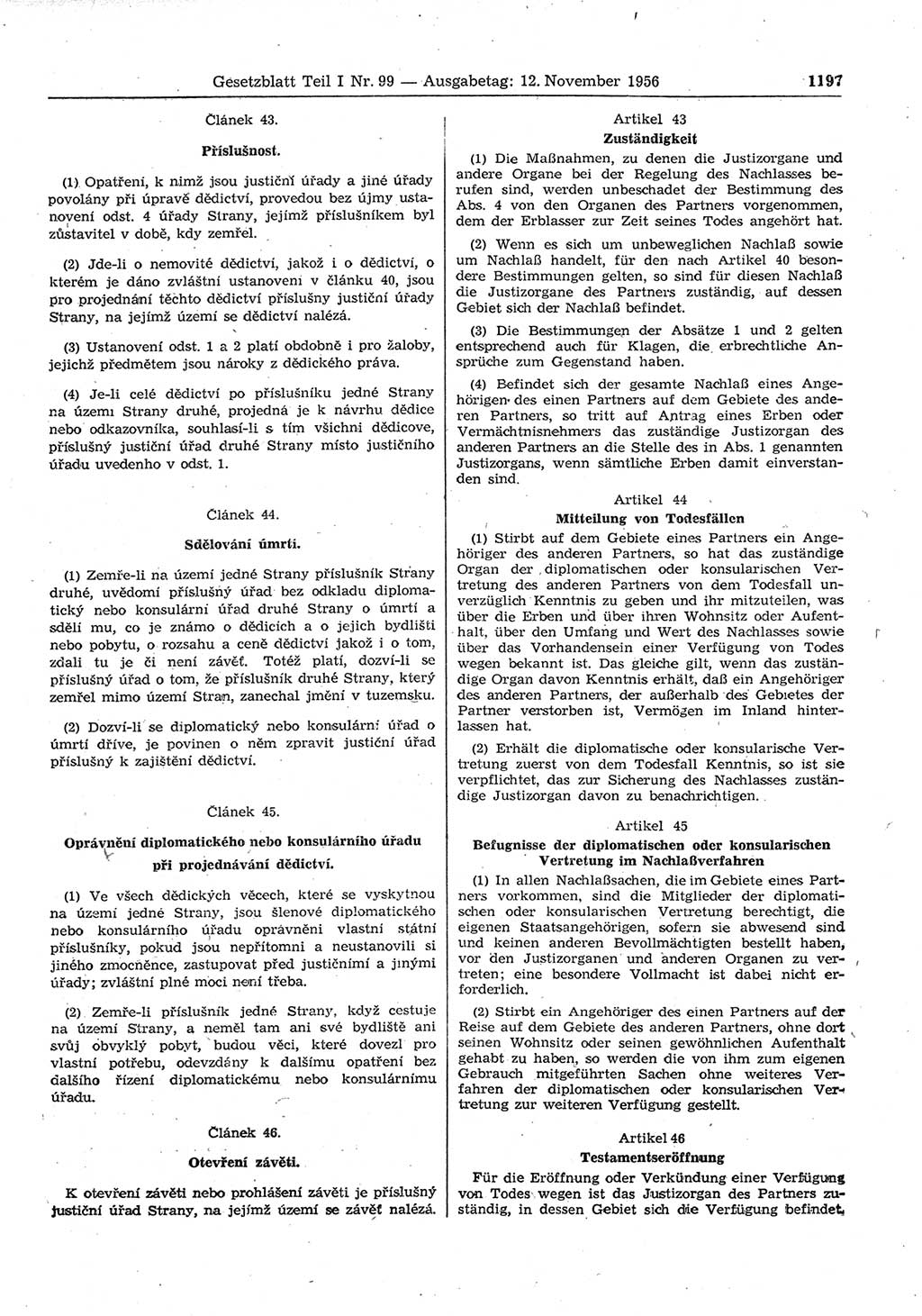 Gesetzblatt (GBl.) der Deutschen Demokratischen Republik (DDR) Teil Ⅰ 1956, Seite 1197 (GBl. DDR Ⅰ 1956, S. 1197)