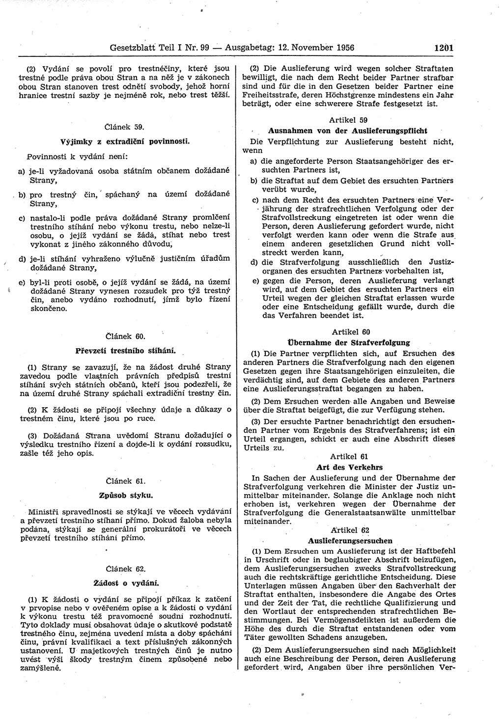 Gesetzblatt (GBl.) der Deutschen Demokratischen Republik (DDR) Teil Ⅰ 1956, Seite 1201 (GBl. DDR Ⅰ 1956, S. 1201)