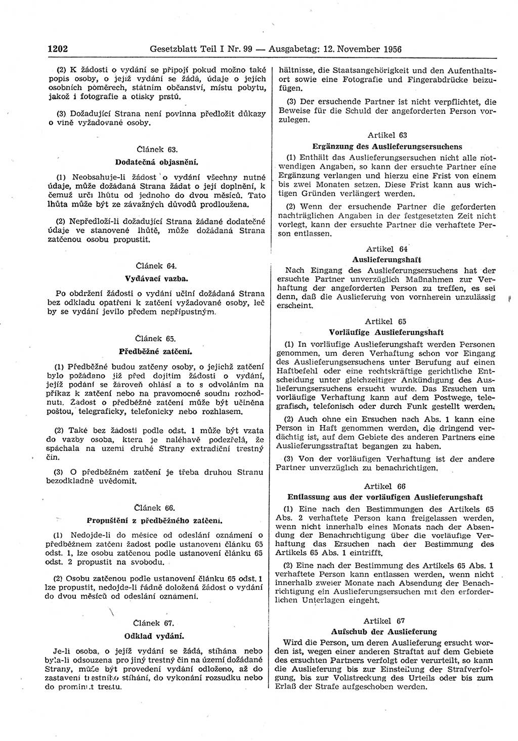 Gesetzblatt (GBl.) der Deutschen Demokratischen Republik (DDR) Teil Ⅰ 1956, Seite 1202 (GBl. DDR Ⅰ 1956, S. 1202)
