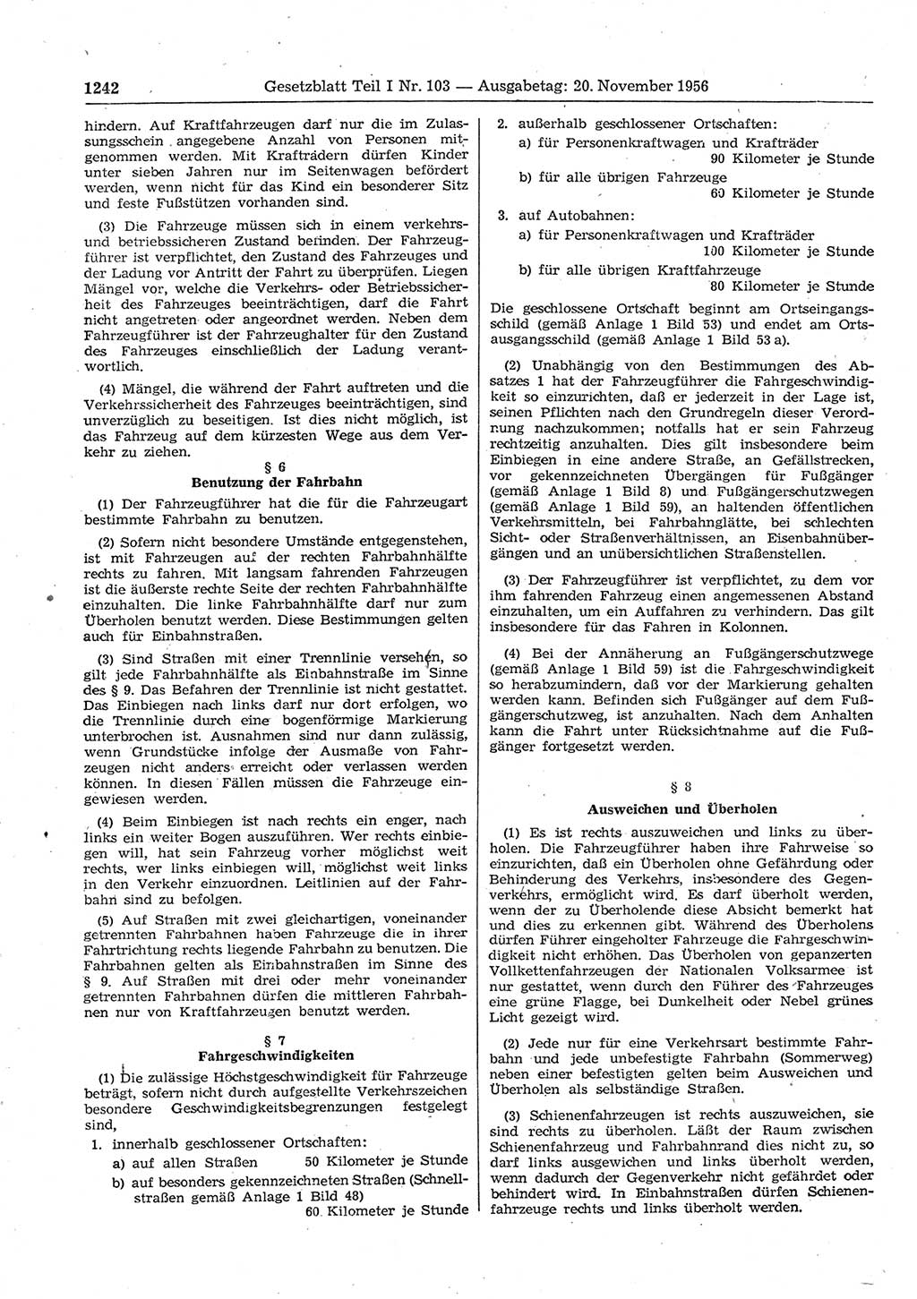 Gesetzblatt (GBl.) der Deutschen Demokratischen Republik (DDR) Teil Ⅰ 1956, Seite 1242 (GBl. DDR Ⅰ 1956, S. 1242)