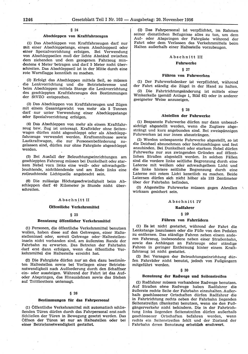 Gesetzblatt (GBl.) der Deutschen Demokratischen Republik (DDR) Teil Ⅰ 1956, Seite 1246 (GBl. DDR Ⅰ 1956, S. 1246)