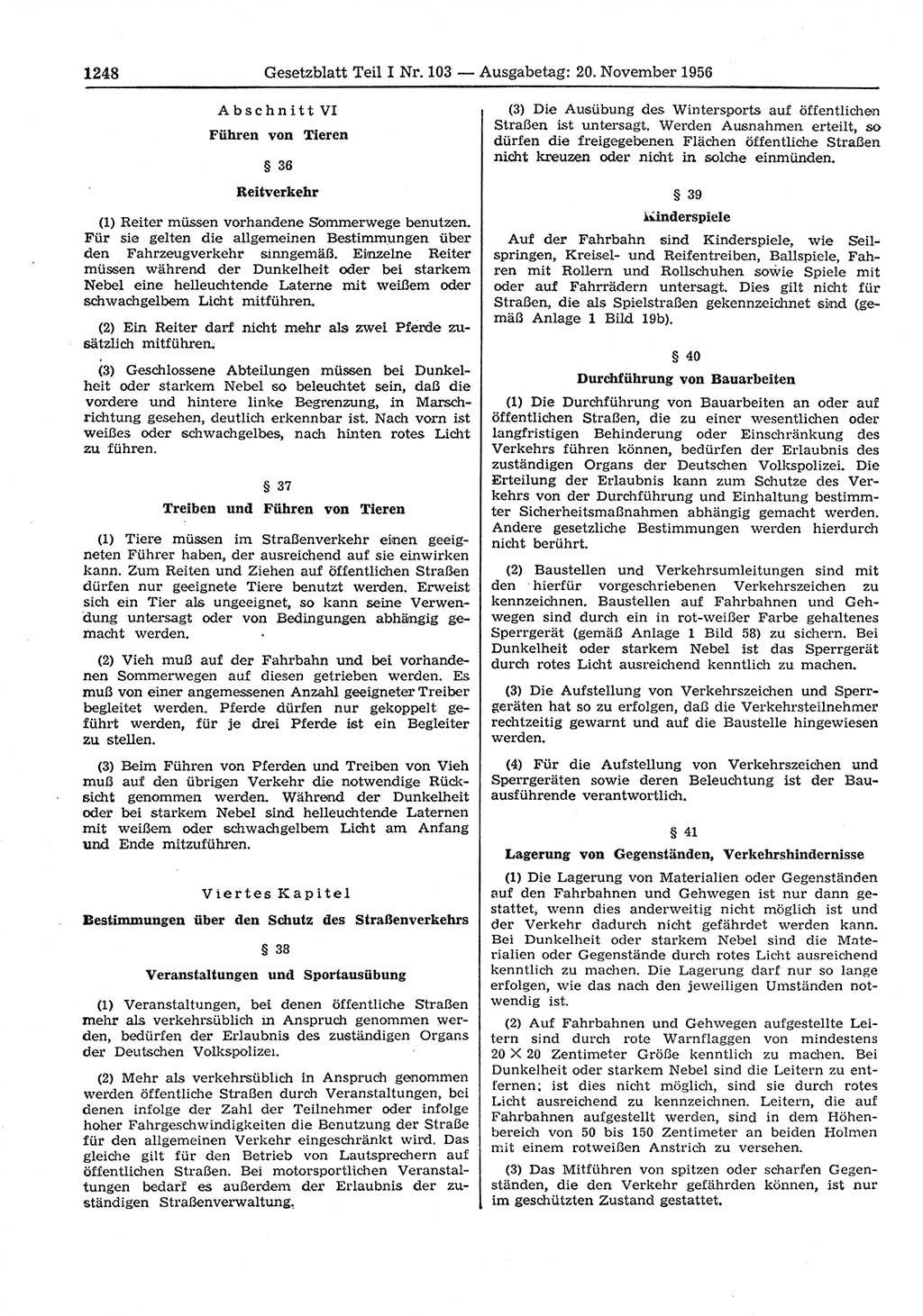 Gesetzblatt (GBl.) der Deutschen Demokratischen Republik (DDR) Teil Ⅰ 1956, Seite 1248 (GBl. DDR Ⅰ 1956, S. 1248)