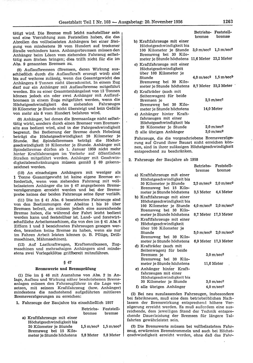 Gesetzblatt (GBl.) der Deutschen Demokratischen Republik (DDR) Teil Ⅰ 1956, Seite 1263 (GBl. DDR Ⅰ 1956, S. 1263)