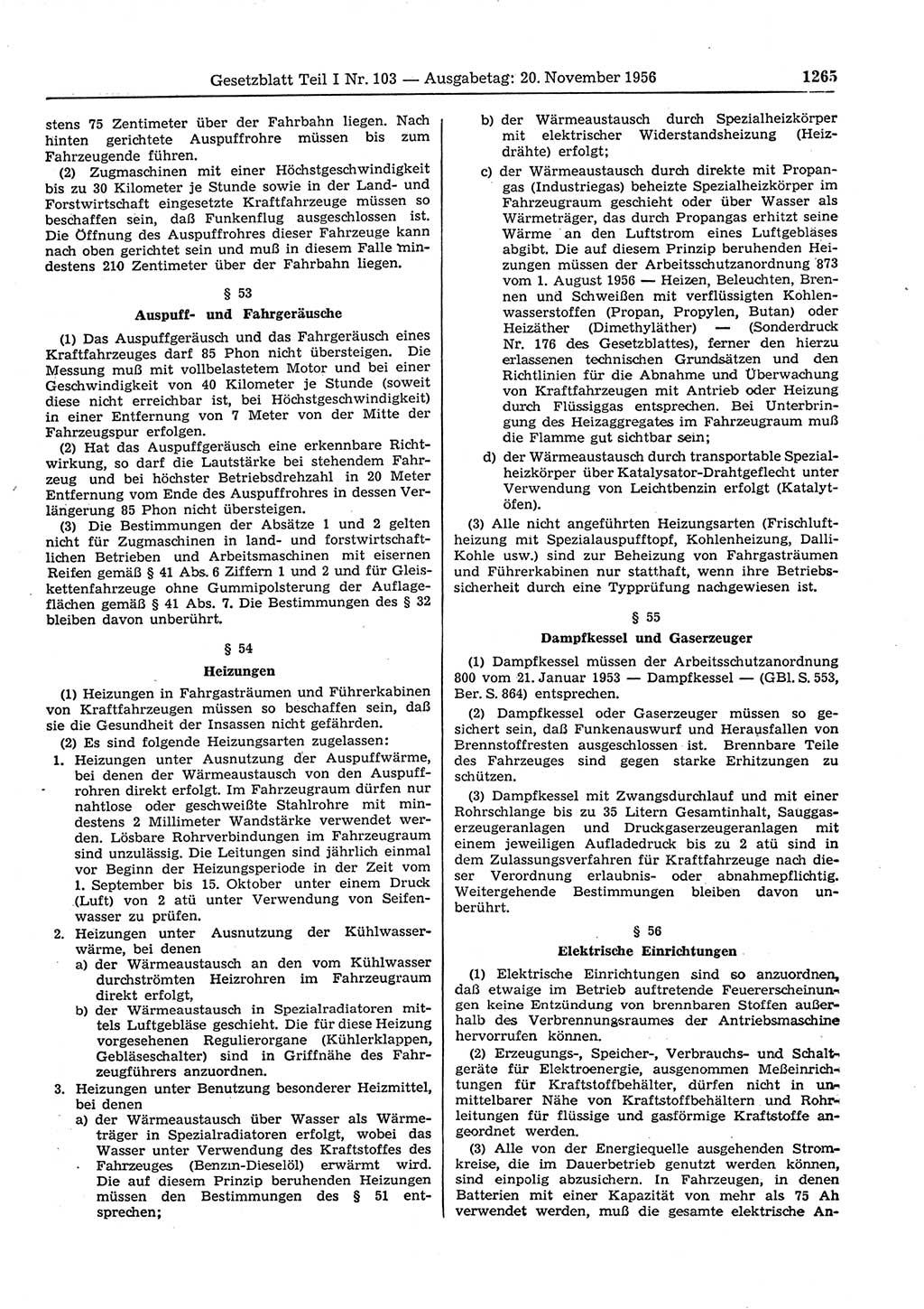 Gesetzblatt (GBl.) der Deutschen Demokratischen Republik (DDR) Teil Ⅰ 1956, Seite 1265 (GBl. DDR Ⅰ 1956, S. 1265)