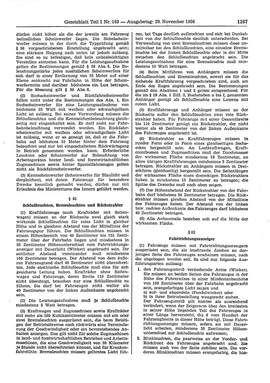 Gesetzblatt (GBl.) der Deutschen Demokratischen Republik (DDR) Teil Ⅰ 1956, Seite 1267 (GBl. DDR Ⅰ 1956, S. 1267)