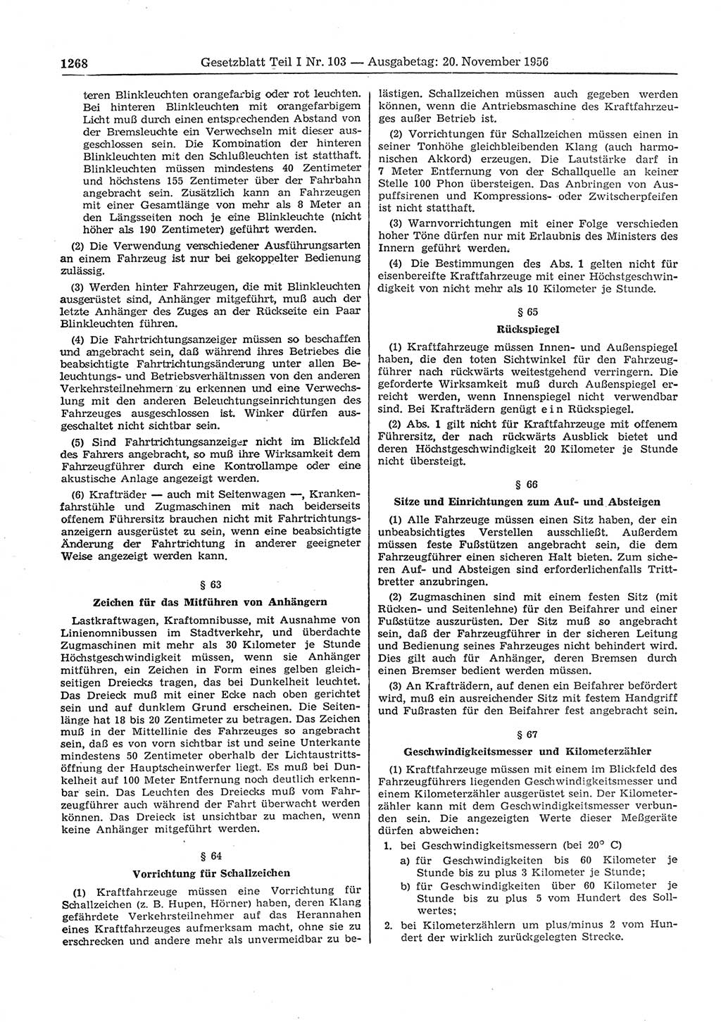 Gesetzblatt (GBl.) der Deutschen Demokratischen Republik (DDR) Teil Ⅰ 1956, Seite 1268 (GBl. DDR Ⅰ 1956, S. 1268)
