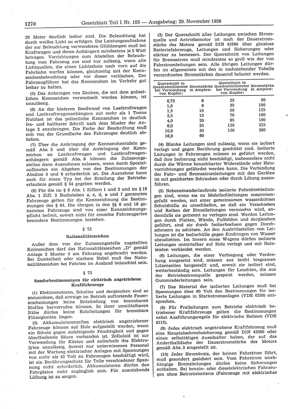 Gesetzblatt (GBl.) der Deutschen Demokratischen Republik (DDR) Teil Ⅰ 1956, Seite 1270 (GBl. DDR Ⅰ 1956, S. 1270)