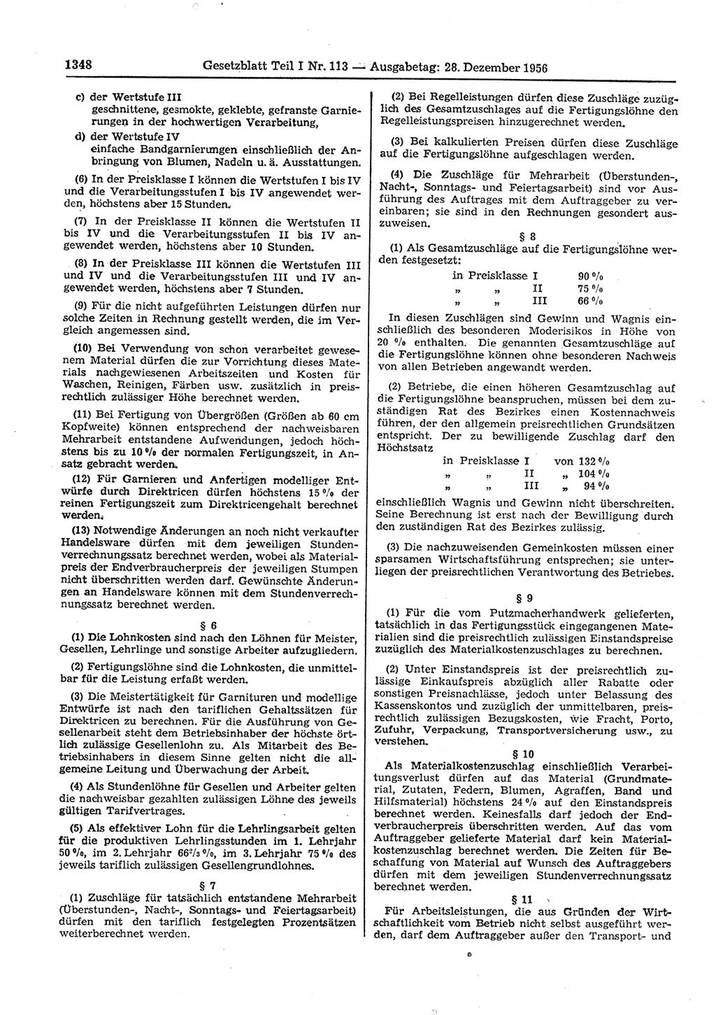 Gesetzblatt (GBl.) der Deutschen Demokratischen Republik (DDR) Teil Ⅰ 1956, Seite 1348 (GBl. DDR Ⅰ 1956, S. 1348)