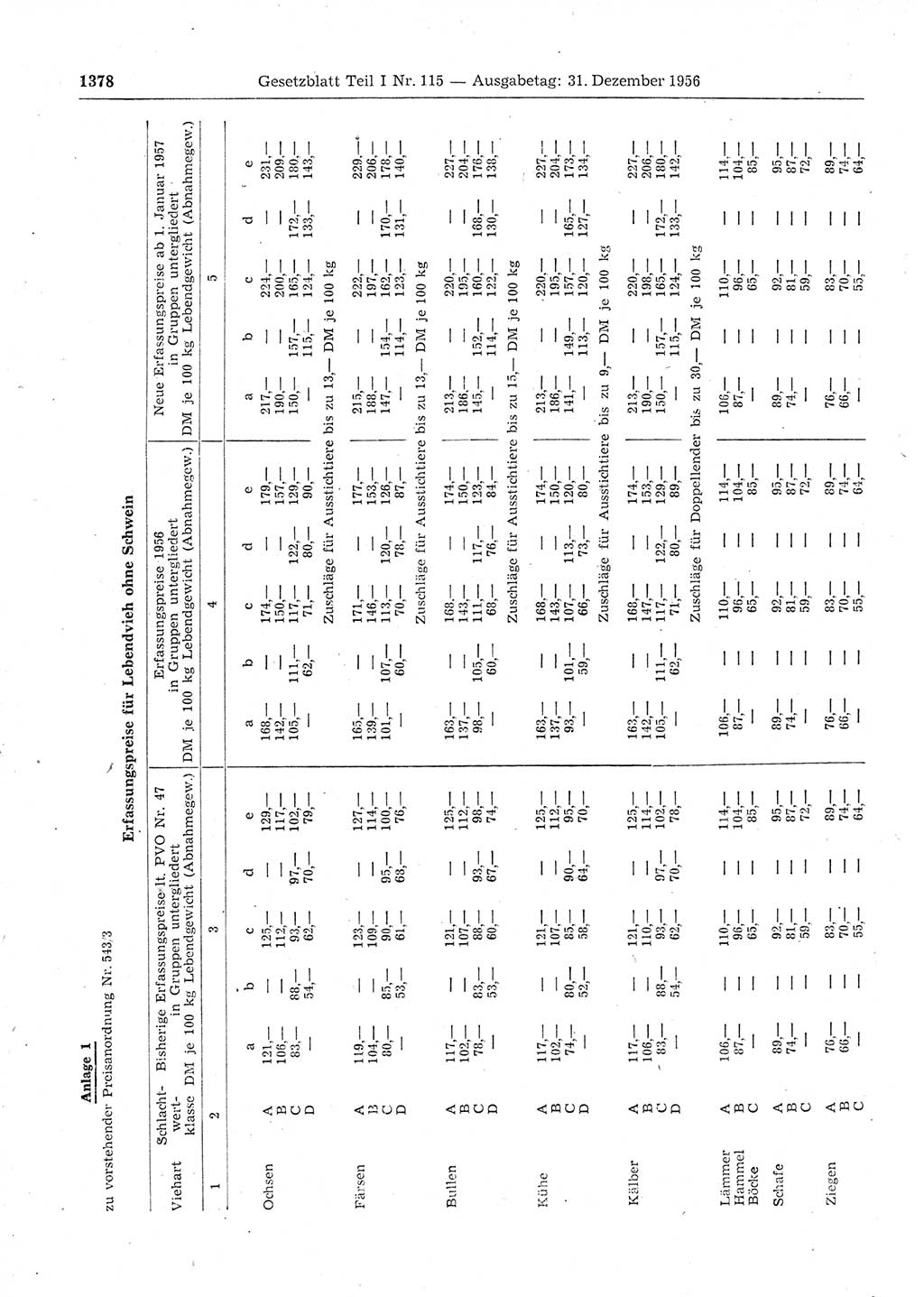 Gesetzblatt (GBl.) der Deutschen Demokratischen Republik (DDR) Teil Ⅰ 1956, Seite 1378 (GBl. DDR Ⅰ 1956, S. 1378)