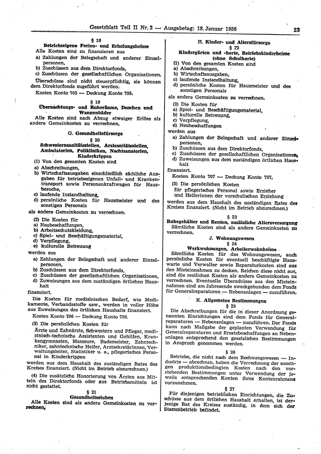 Gesetzblatt (GBl.) der Deutschen Demokratischen Republik (DDR) Teil ⅠⅠ 1956, Seite 23 (GBl. DDR ⅠⅠ 1956, S. 23)