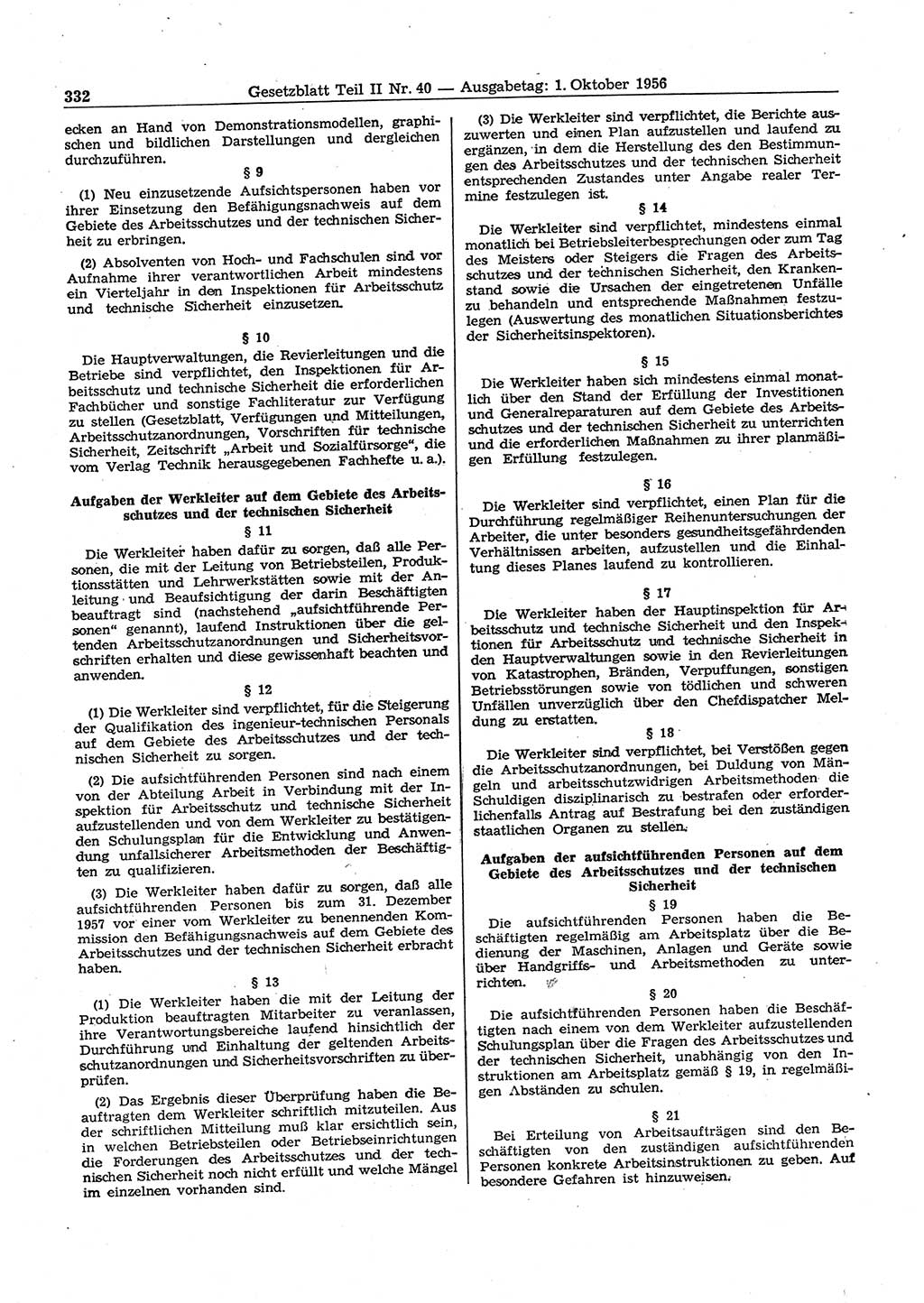 Gesetzblatt (GBl.) der Deutschen Demokratischen Republik (DDR) Teil ⅠⅠ 1956, Seite 332 (GBl. DDR ⅠⅠ 1956, S. 332)