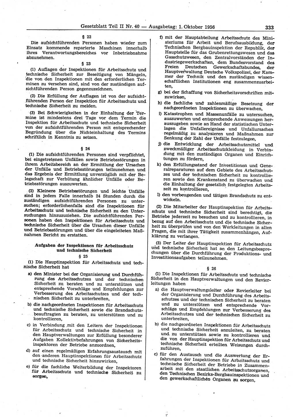 Gesetzblatt (GBl.) der Deutschen Demokratischen Republik (DDR) Teil ⅠⅠ 1956, Seite 333 (GBl. DDR ⅠⅠ 1956, S. 333)