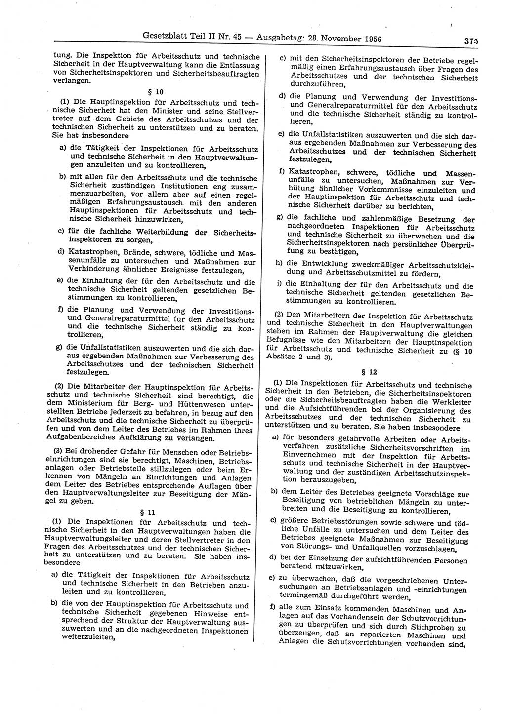 Gesetzblatt (GBl.) der Deutschen Demokratischen Republik (DDR) Teil ⅠⅠ 1956, Seite 375 (GBl. DDR ⅠⅠ 1956, S. 375)