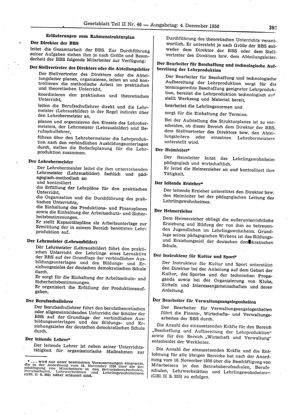 Gesetzblatt (GBl.) der Deutschen Demokratischen Republik (DDR) Teil ⅠⅠ 1956, Seite 393 (GBl. DDR ⅠⅠ 1956, S. 393)