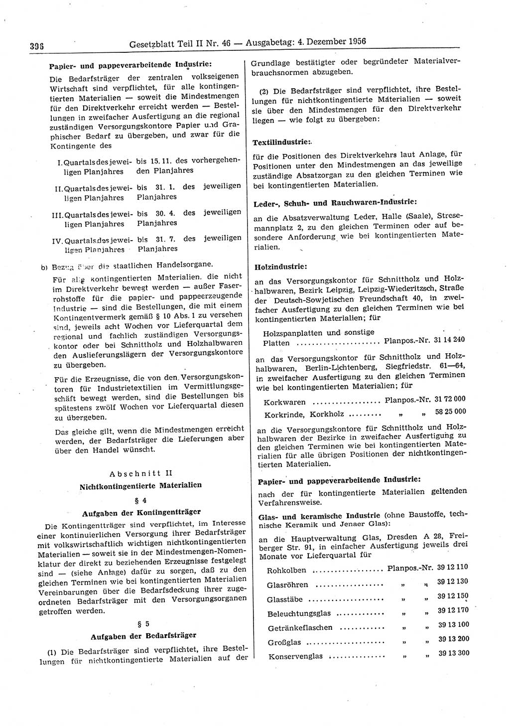 Gesetzblatt (GBl.) der Deutschen Demokratischen Republik (DDR) Teil â… â… 1956, Seite 396 (GBl. DDR â… â… 1956, S. 396)