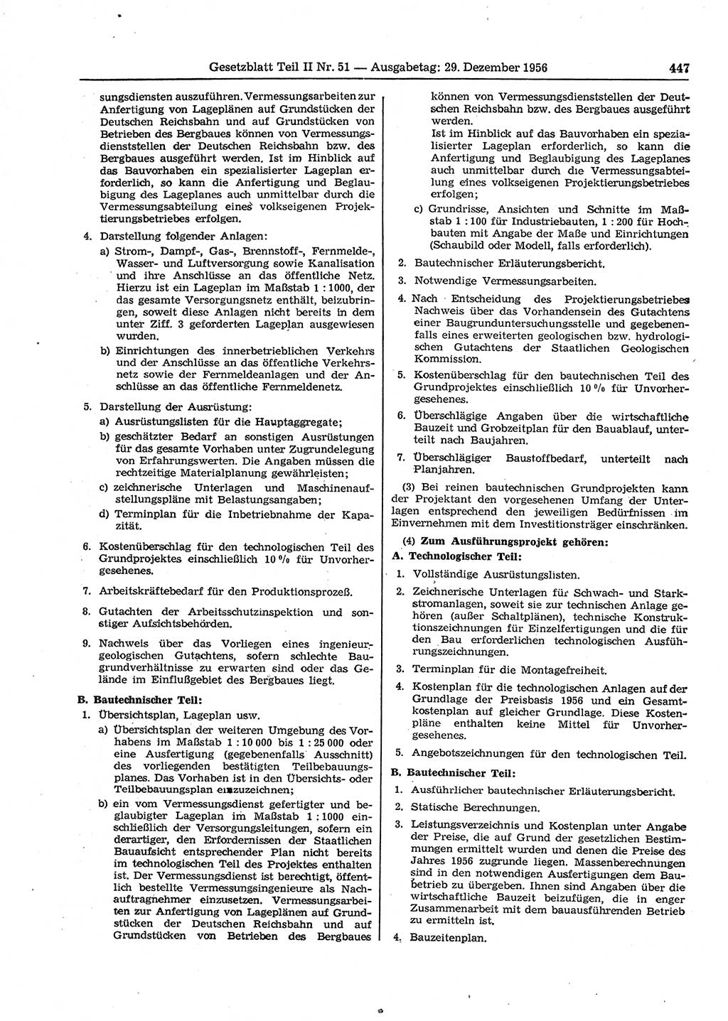Gesetzblatt (GBl.) der Deutschen Demokratischen Republik (DDR) Teil ⅠⅠ 1956, Seite 447 (GBl. DDR ⅠⅠ 1956, S. 447)