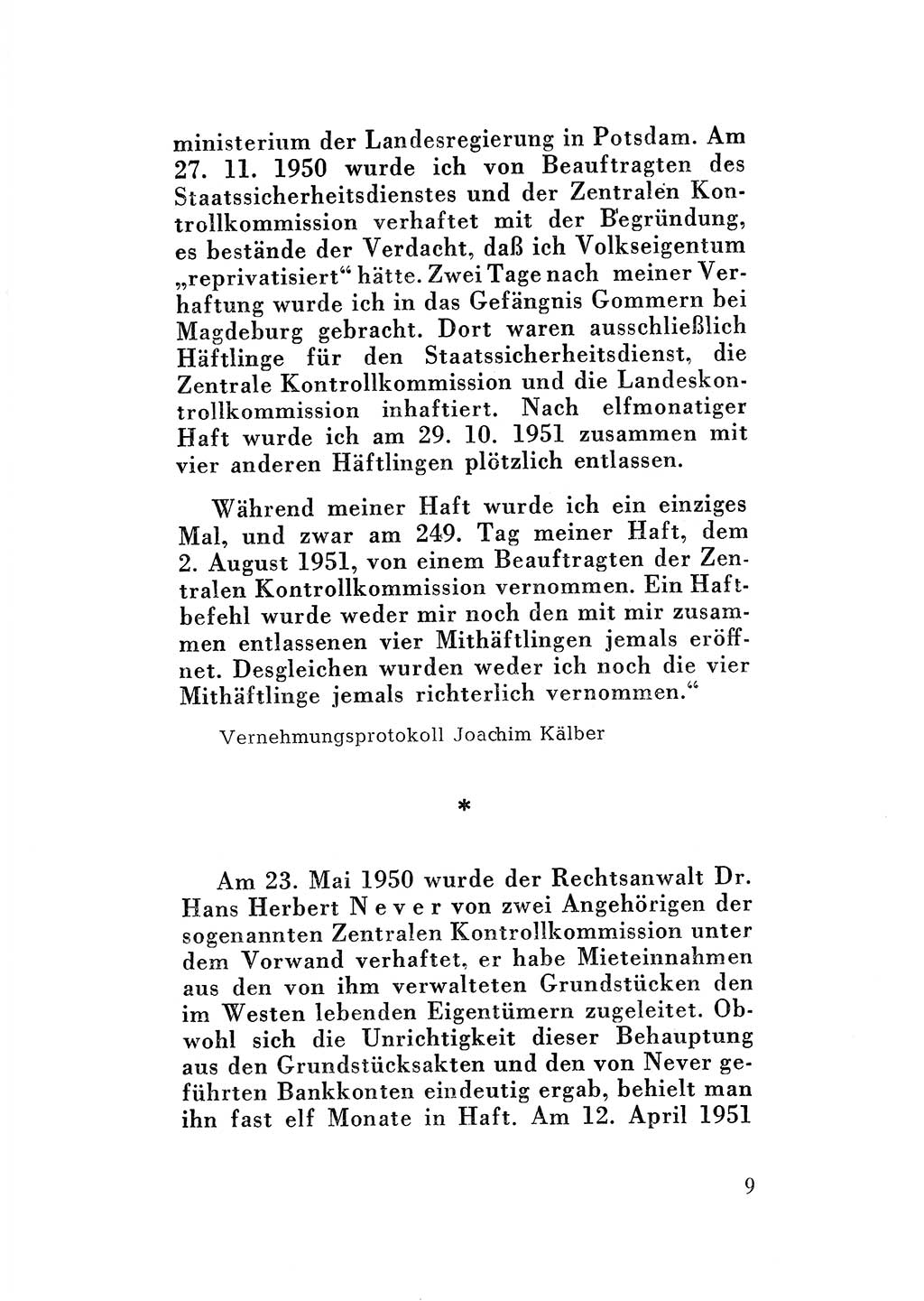 Katalog des Unrechts, Untersuchungsausschuß Freiheitlicher Juristen (UfJ) [Bundesrepublik Deutschland (BRD)] 1956, Seite 9 (Kat. UnR. UfJ BRD 1956, S. 9)