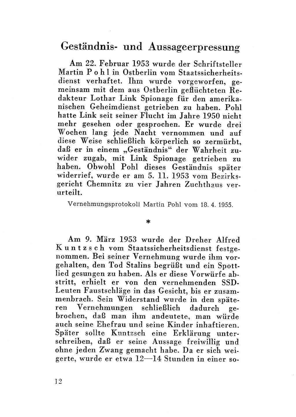 Katalog des Unrechts, Untersuchungsausschuß Freiheitlicher Juristen (UfJ) [Bundesrepublik Deutschland (BRD)] 1956, Seite 12 (Kat. UnR. UfJ BRD 1956, S. 12)