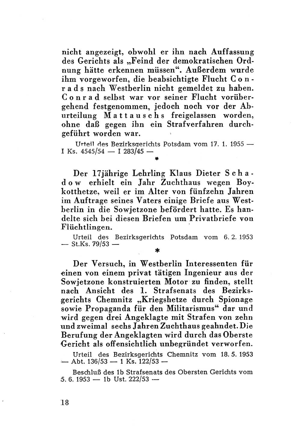 Katalog des Unrechts, Untersuchungsausschuß Freiheitlicher Juristen (UfJ) [Bundesrepublik Deutschland (BRD)] 1956, Seite 18 (Kat. UnR. UfJ BRD 1956, S. 18)