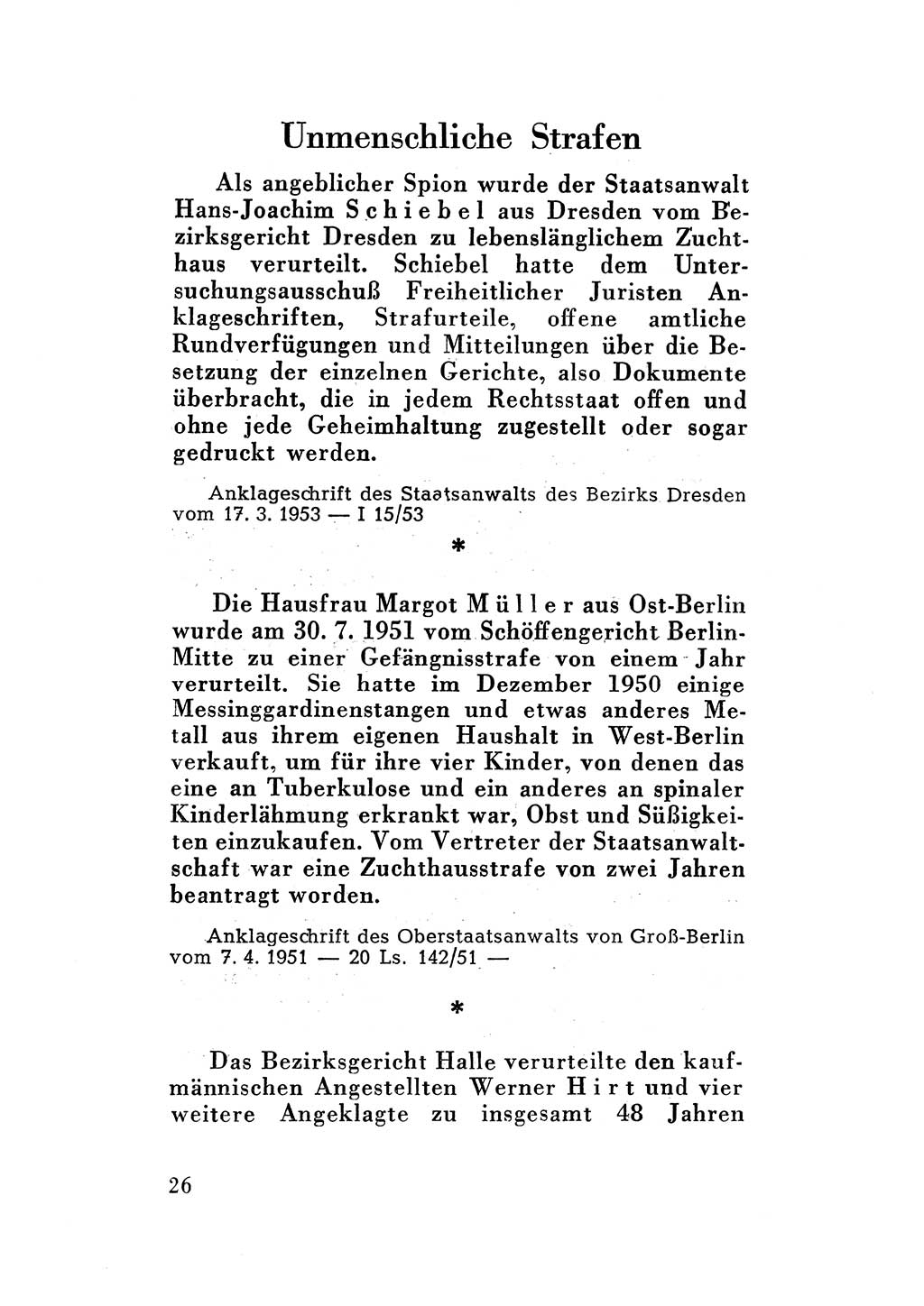 Katalog des Unrechts, Untersuchungsausschuß Freiheitlicher Juristen (UfJ) [Bundesrepublik Deutschland (BRD)] 1956, Seite 26 (Kat. UnR. UfJ BRD 1956, S. 26)