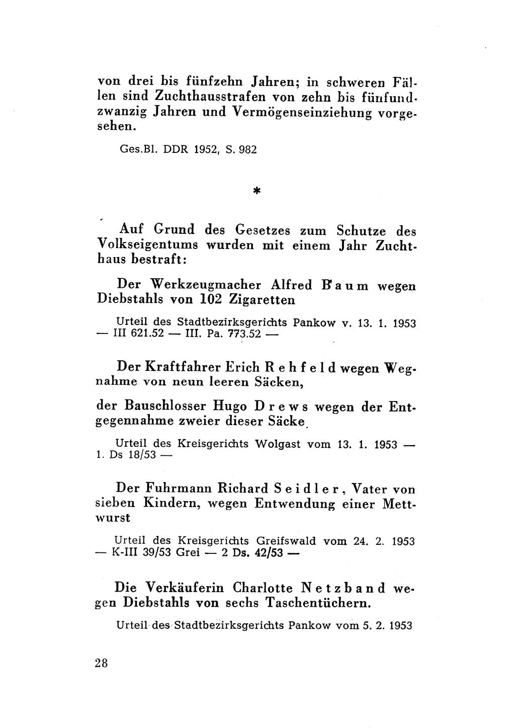 Katalog des Unrechts, Untersuchungsausschuß Freiheitlicher Juristen (UfJ) [Bundesrepublik Deutschland (BRD)] 1956, Seite 28 (Kat. UnR. UfJ BRD 1956, S. 28)