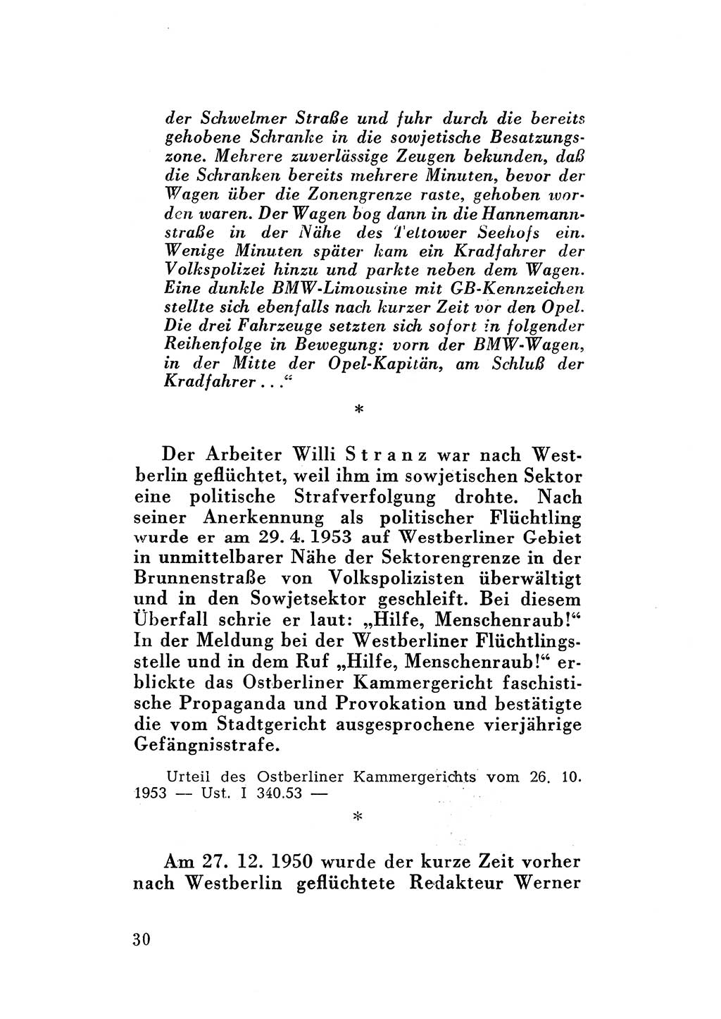 Katalog des Unrechts, Untersuchungsausschuß Freiheitlicher Juristen (UfJ) [Bundesrepublik Deutschland (BRD)] 1956, Seite 30 (Kat. UnR. UfJ BRD 1956, S. 30)