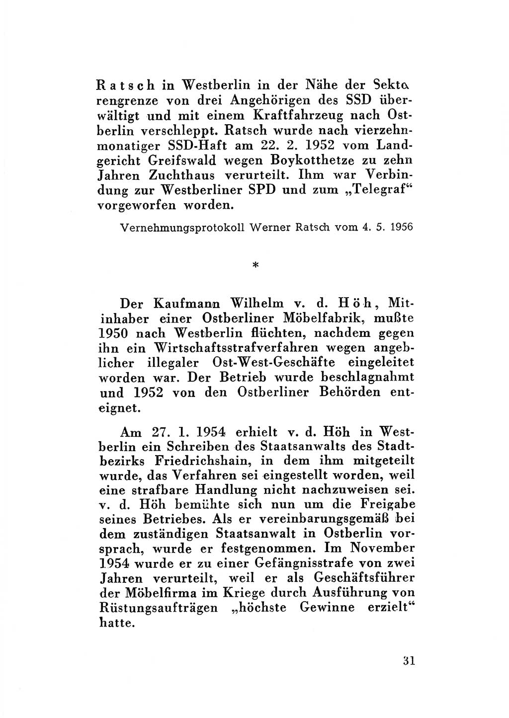 Katalog des Unrechts, Untersuchungsausschuß Freiheitlicher Juristen (UfJ) [Bundesrepublik Deutschland (BRD)] 1956, Seite 31 (Kat. UnR. UfJ BRD 1956, S. 31)