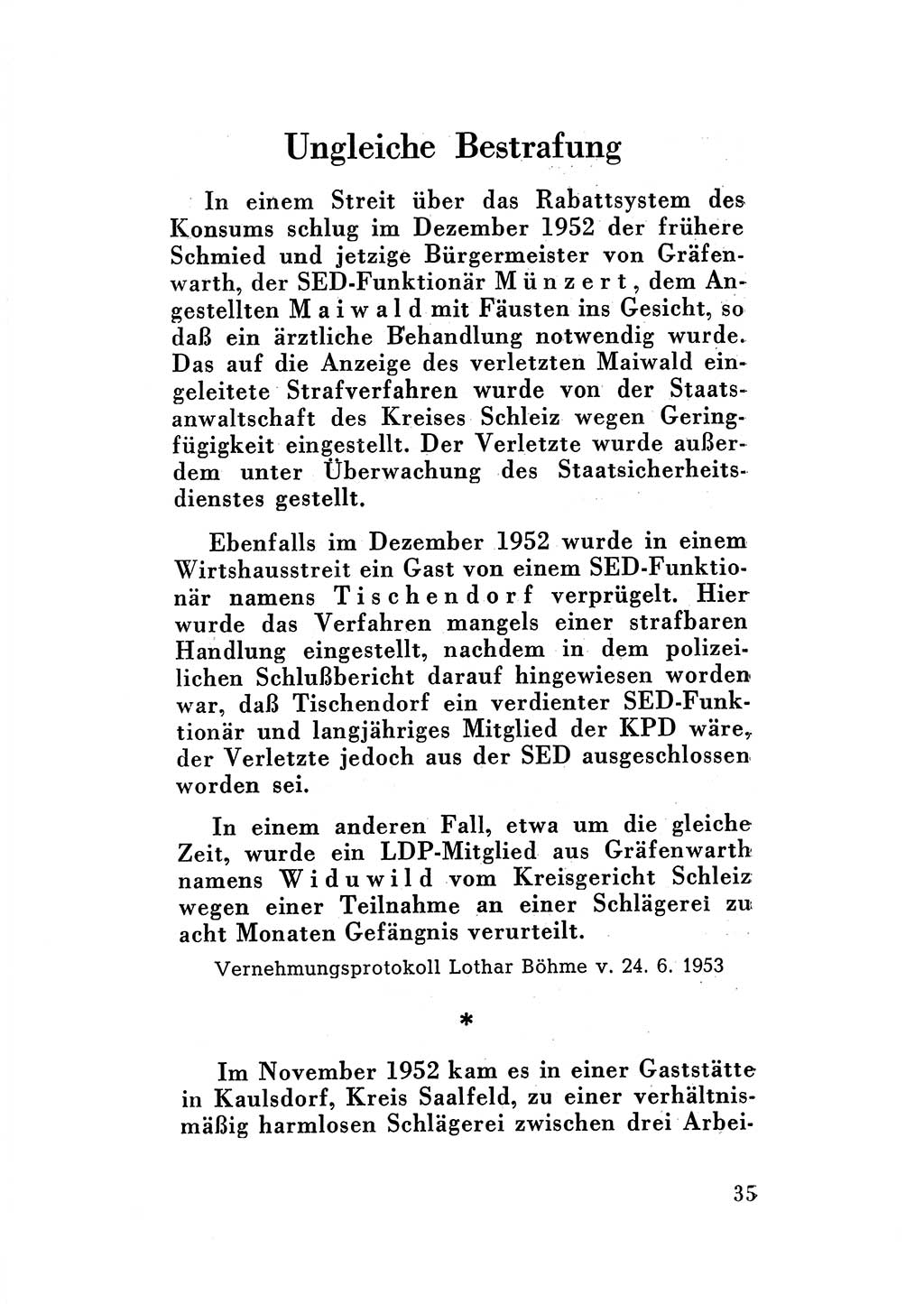 Katalog des Unrechts, Untersuchungsausschuß Freiheitlicher Juristen (UfJ) [Bundesrepublik Deutschland (BRD)] 1956, Seite 35 (Kat. UnR. UfJ BRD 1956, S. 35)