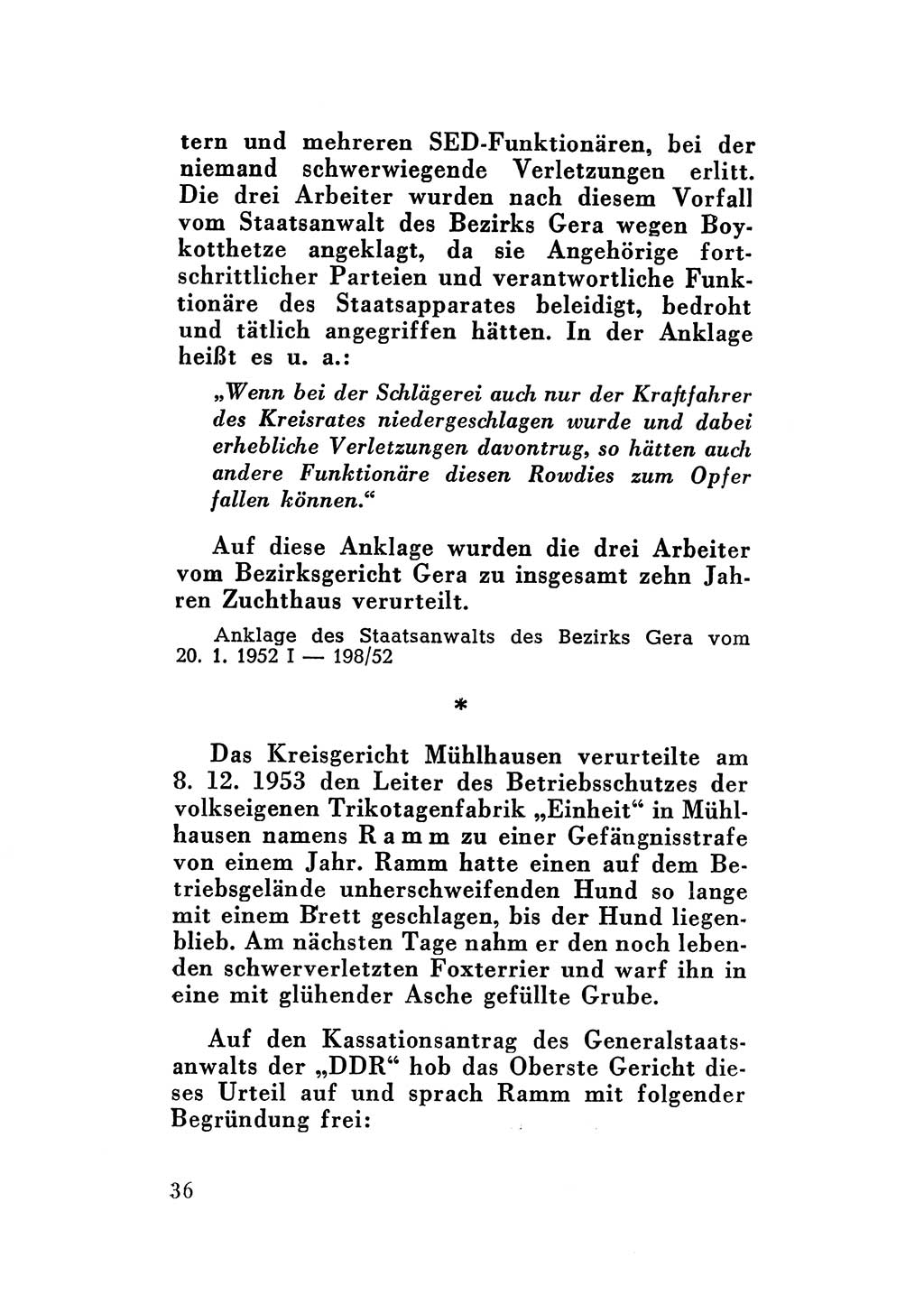 Katalog des Unrechts, Untersuchungsausschuß Freiheitlicher Juristen (UfJ) [Bundesrepublik Deutschland (BRD)] 1956, Seite 36 (Kat. UnR. UfJ BRD 1956, S. 36)