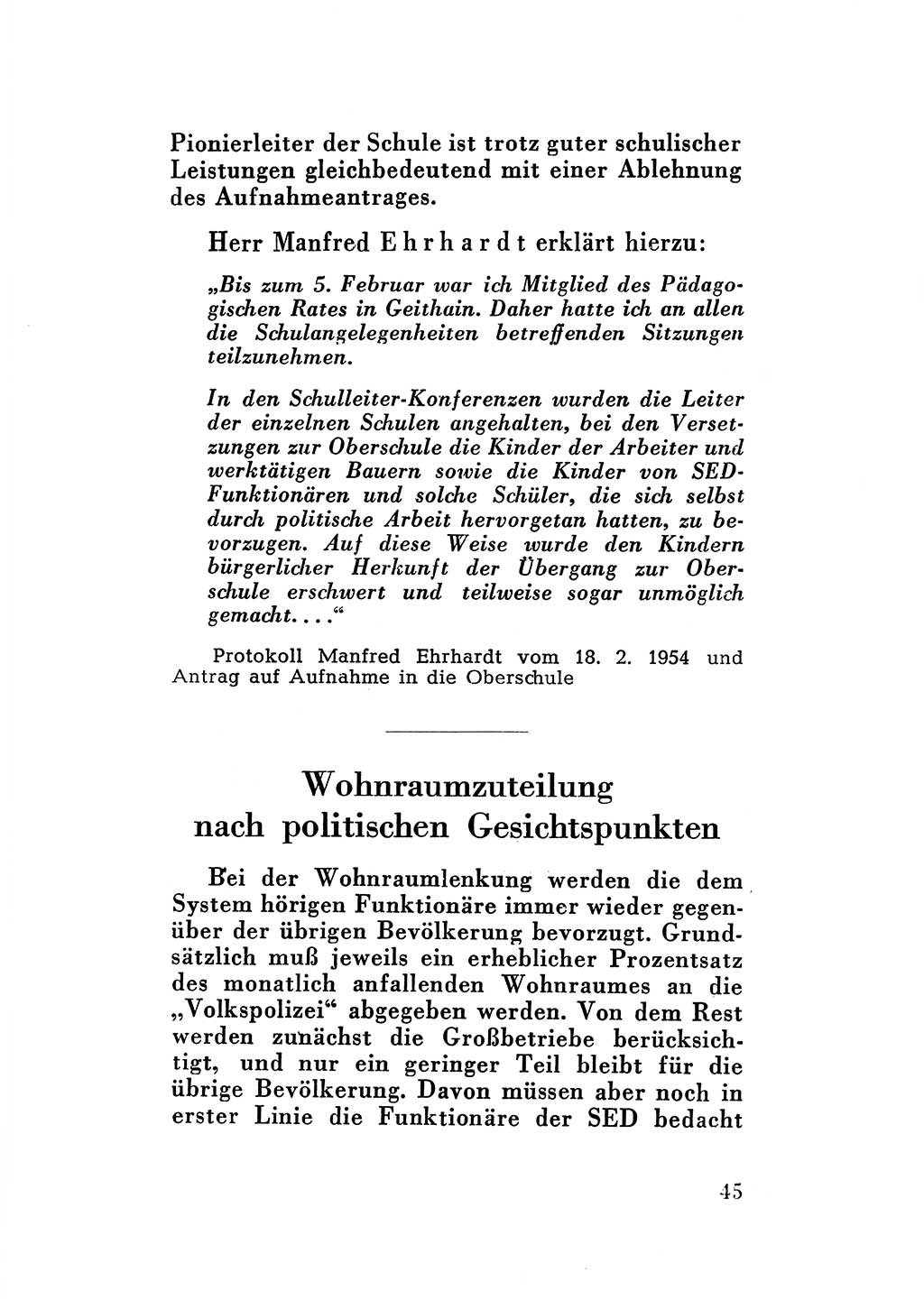 Katalog des Unrechts, Untersuchungsausschuß Freiheitlicher Juristen (UfJ) [Bundesrepublik Deutschland (BRD)] 1956, Seite 45 (Kat. UnR. UfJ BRD 1956, S. 45)